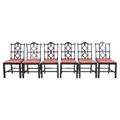 Maison Jansen, schwarz lackierte Esszimmerstühle, 6 Stühle