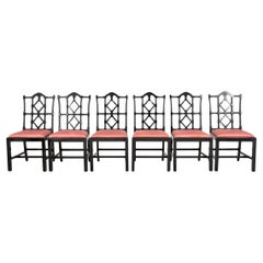 Maison Jansen Black Lacquered Dinning Chairs, 6