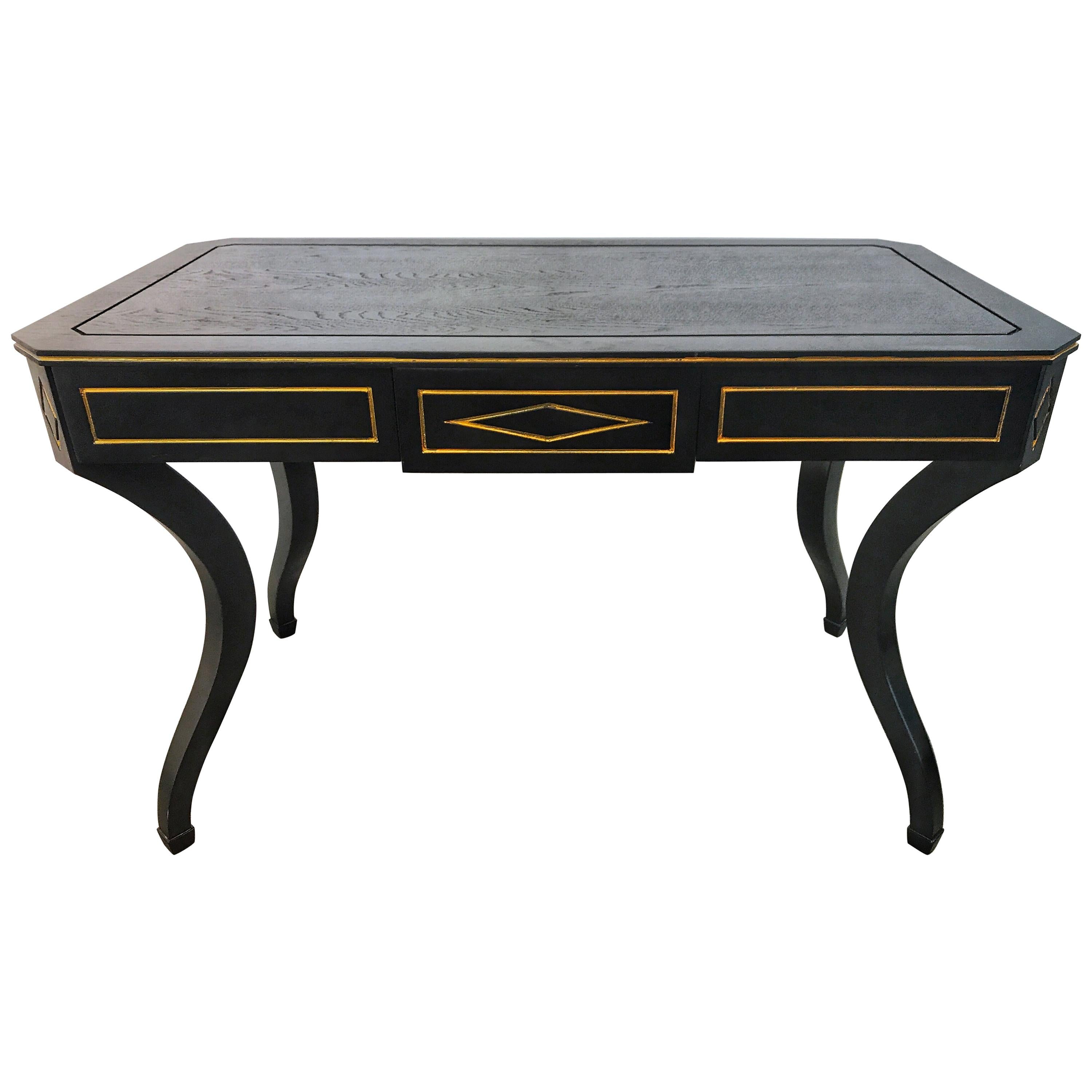 Maison Jansen Black Lacquered Writing Desk