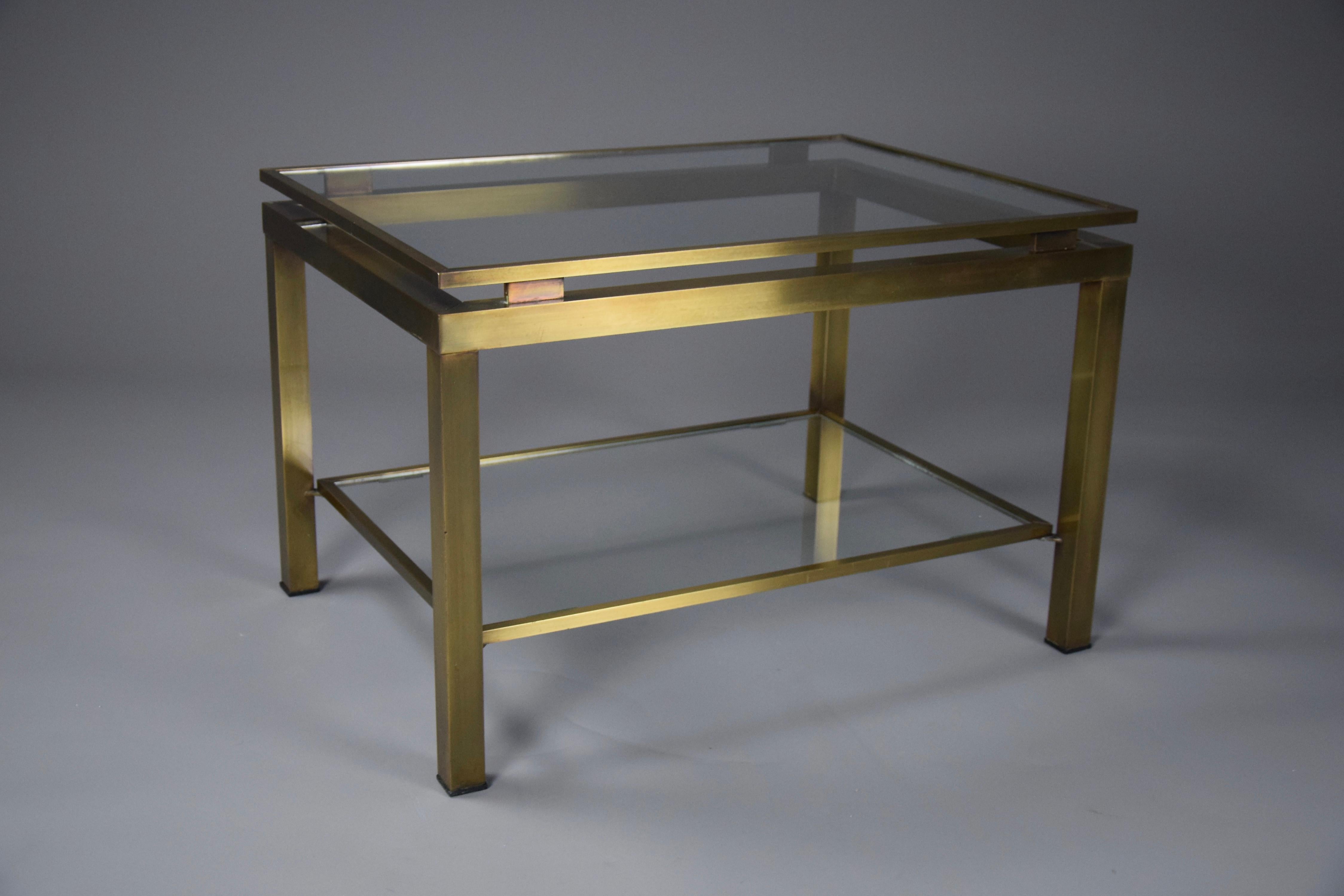 Maison Jansen Brass and Glass Hollywood Regency Coffee / Side Table For Sale 6