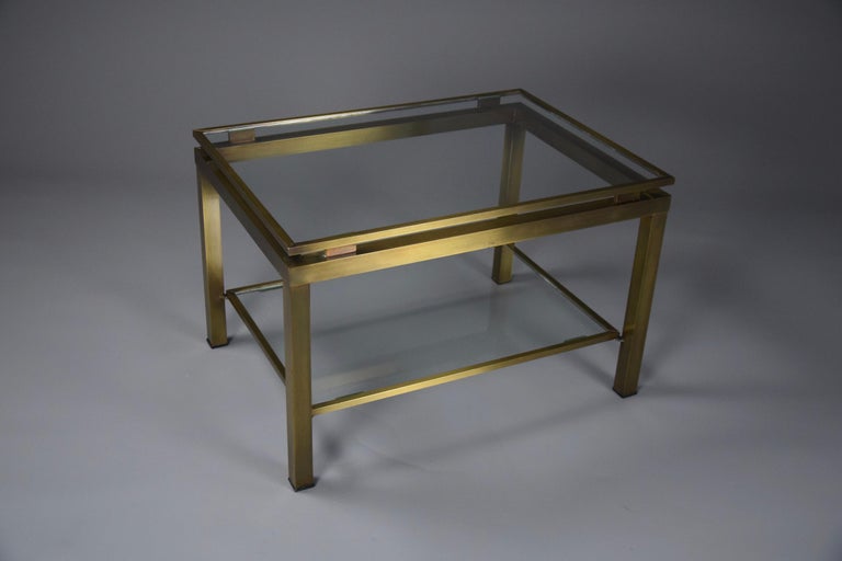 Maison Jansen Brass and Glass Hollywood Regency Coffee / Side Table For Sale 9