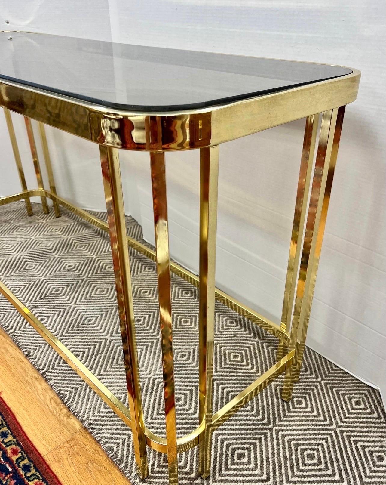 Mid-Century Modern Maison Jansen Brass and Glass Mid Century Modern Period Console Table