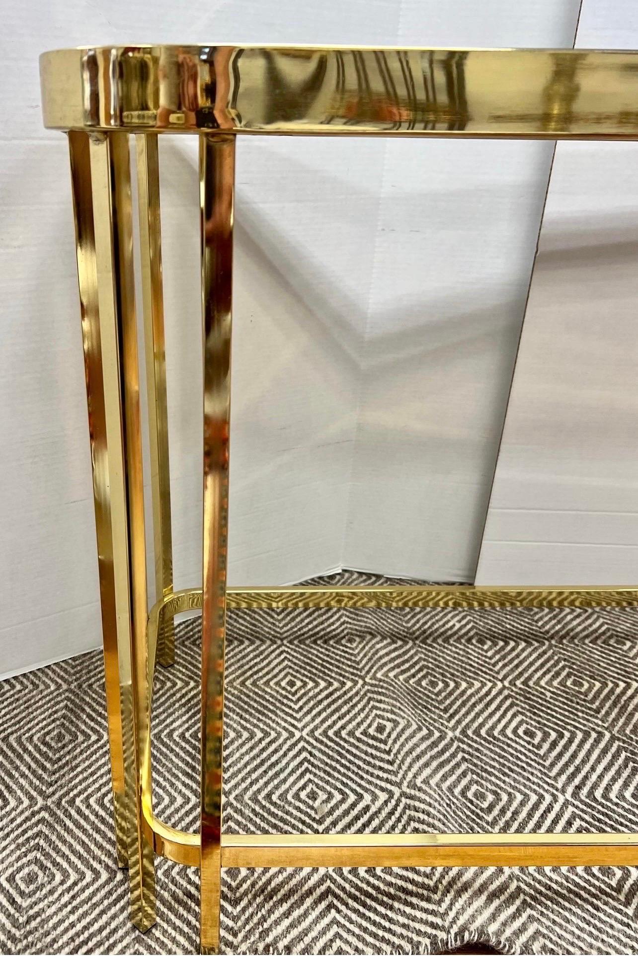 Maison Jansen Brass and Glass Mid Century Modern Period Console Table In Good Condition In West Hartford, CT