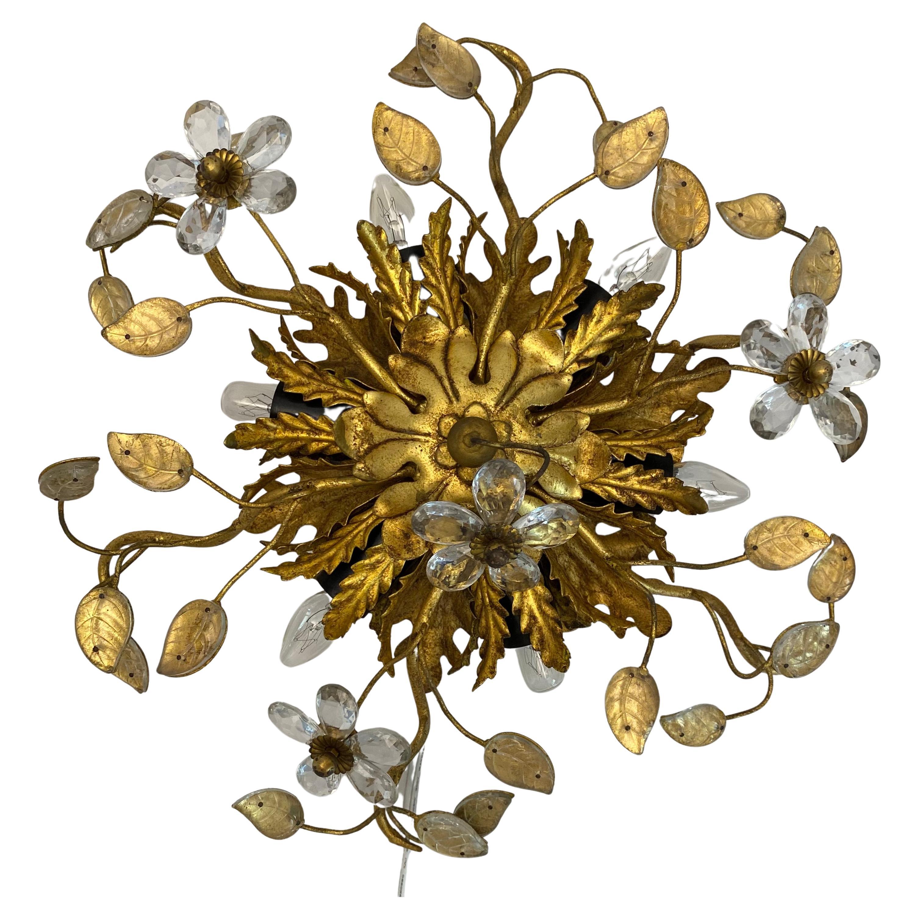 Maison Jansen Ornate Flower Bush Ceiling Light or Sconce Attrib. to Hans Kögl