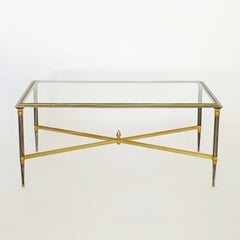 Table basse en laiton et nickel de la Maison Jansen, France, années 1970