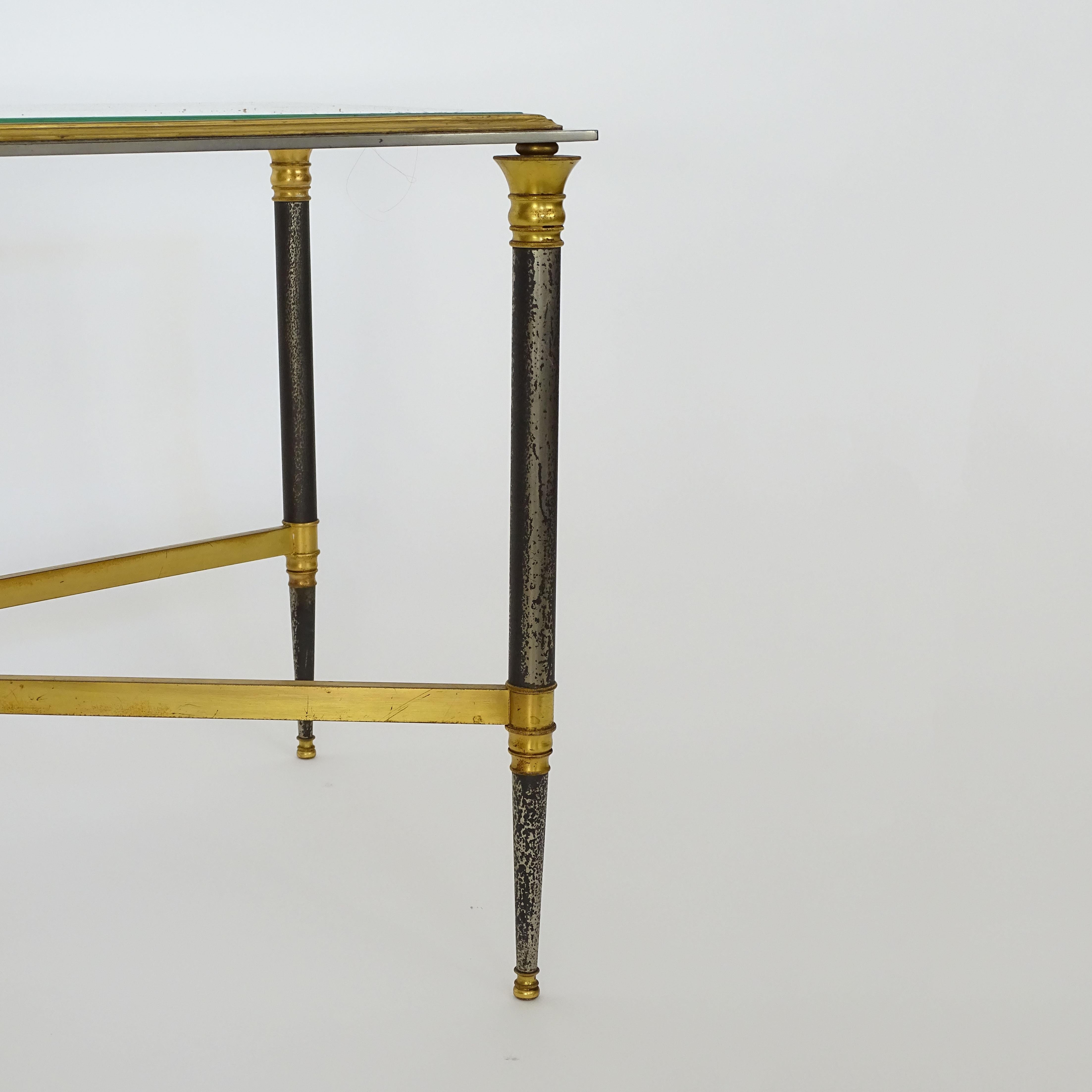 Fin du 20e siècle Table basse en laiton et nickel de la Maison Jansen, France, années 1970 en vente