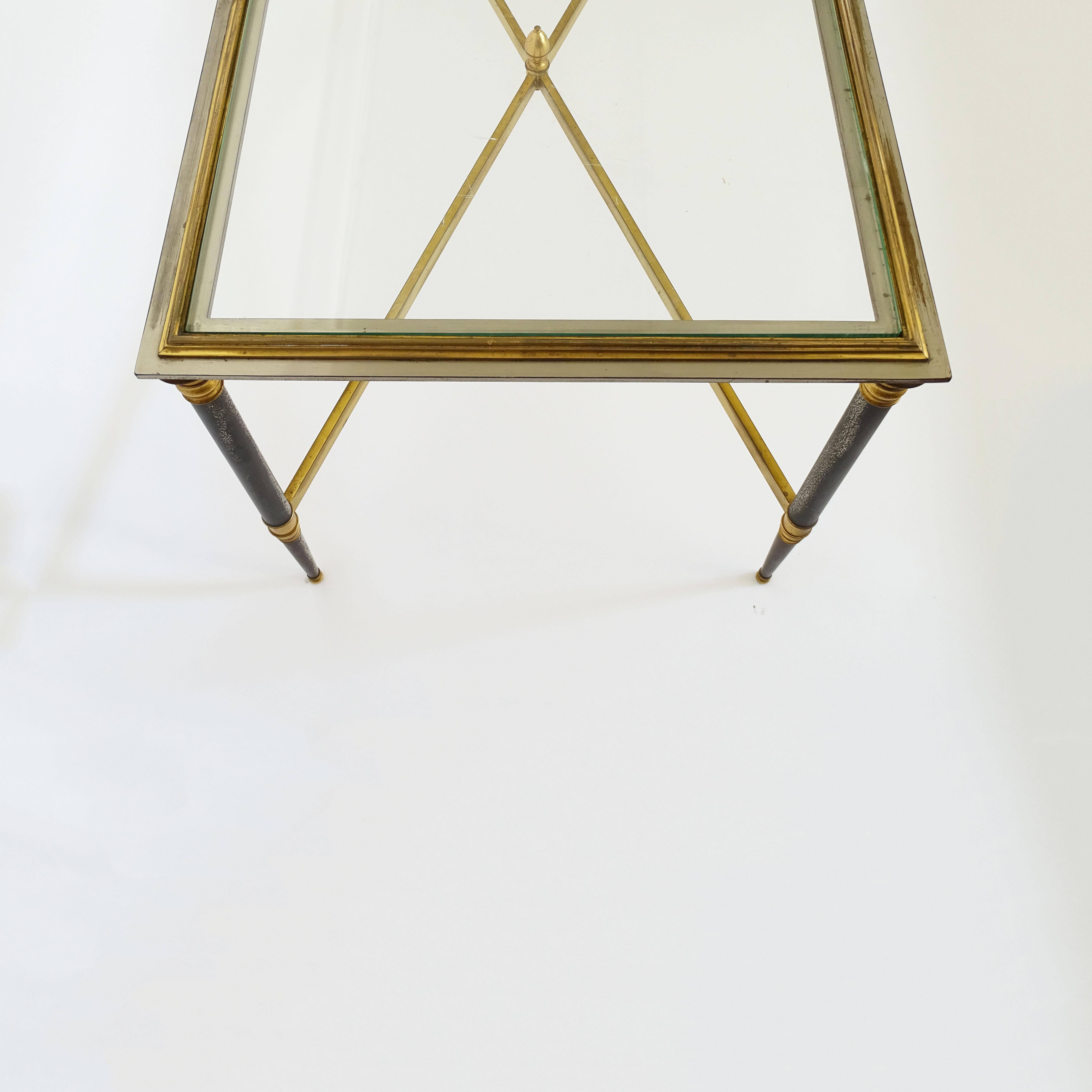Laiton Table basse en laiton et nickel de la Maison Jansen, France, années 1970 en vente