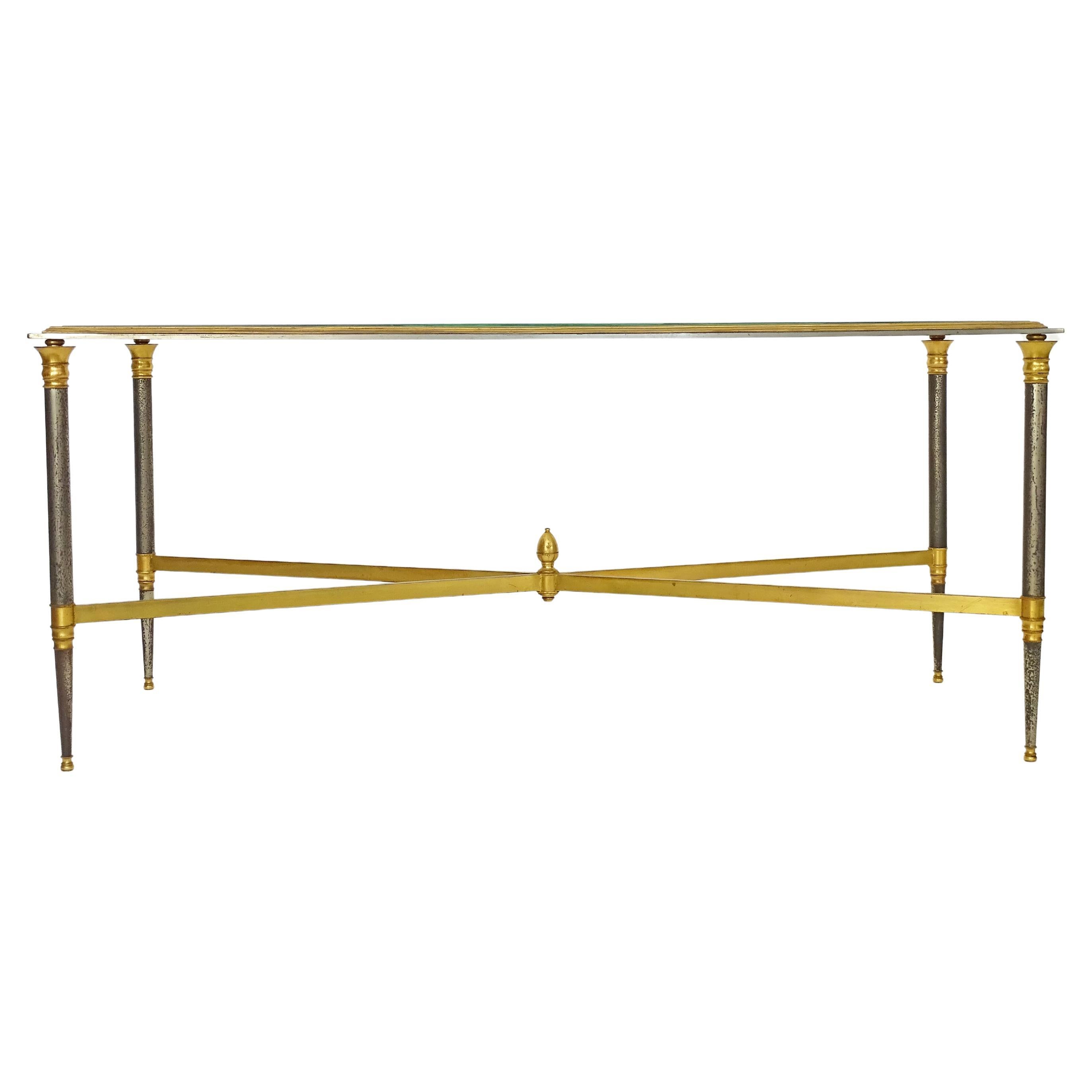 Maison Jansen Brass and Nickel Coffe Table, France 1970s