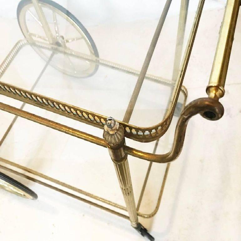 French Maison Jansen Brass Bar Cart