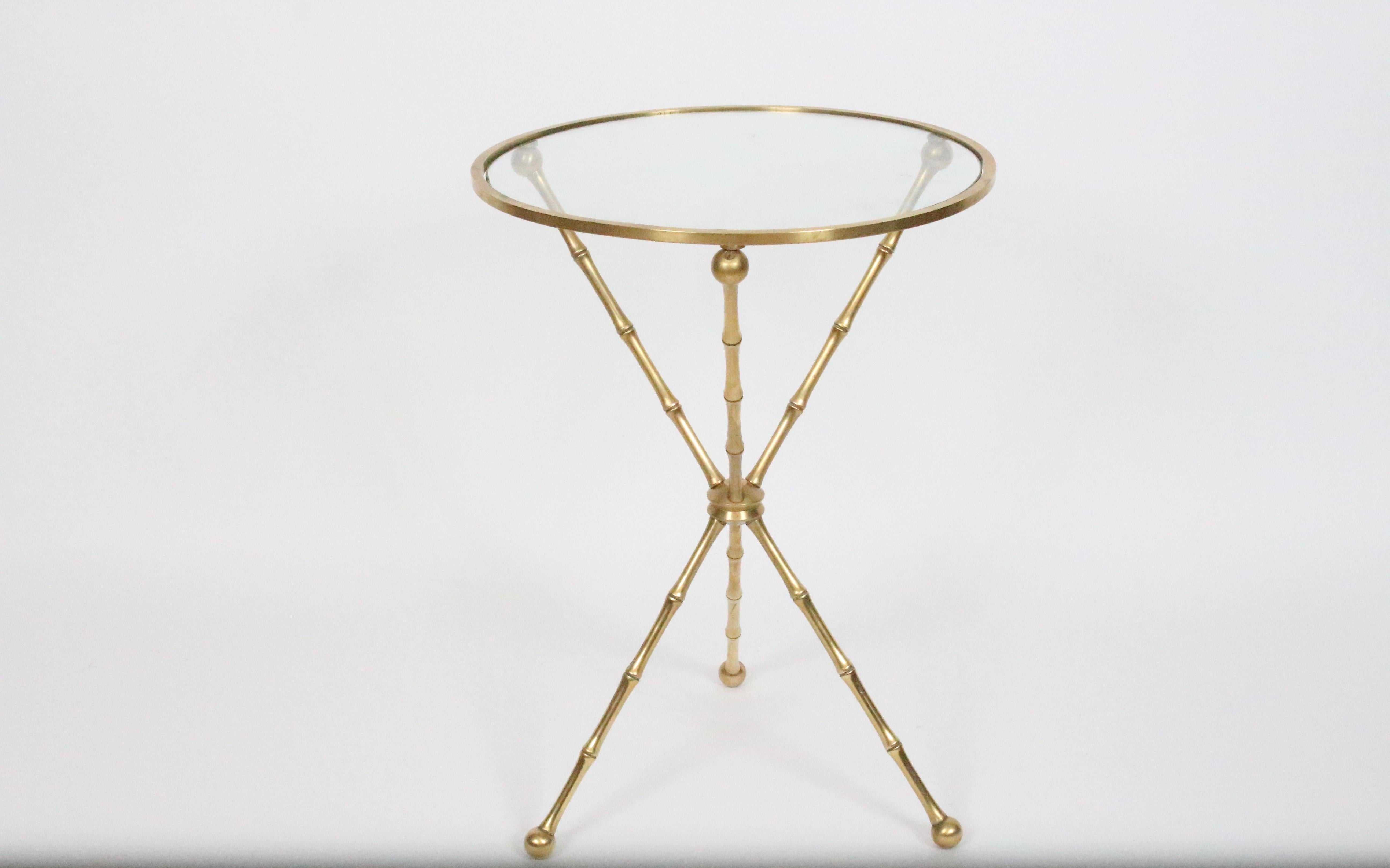 Hollywood Regency Maison Jansen Brass Campaign Style Occasional Table, Circa 1960 For Sale