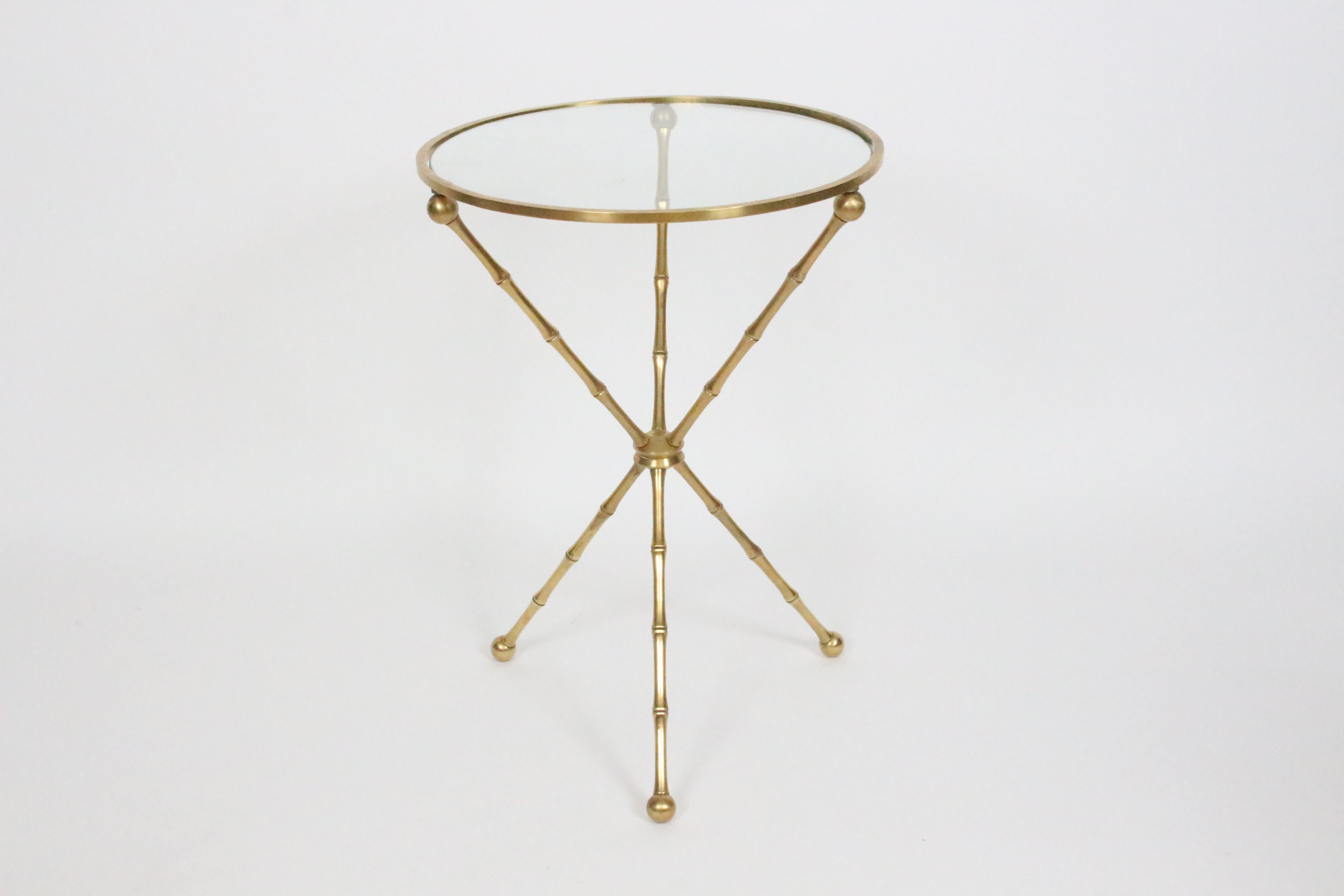 French Maison Jansen Brass Campaign Style Occasional Table, Circa 1960 For Sale