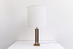Maison Jansen Brass, Chrome and Steel Table Lamp for Leo Koek with White Shade