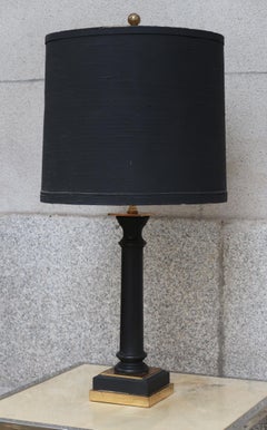 Brass and Ebonized Wood Midcentury French Table Lamps, 1960