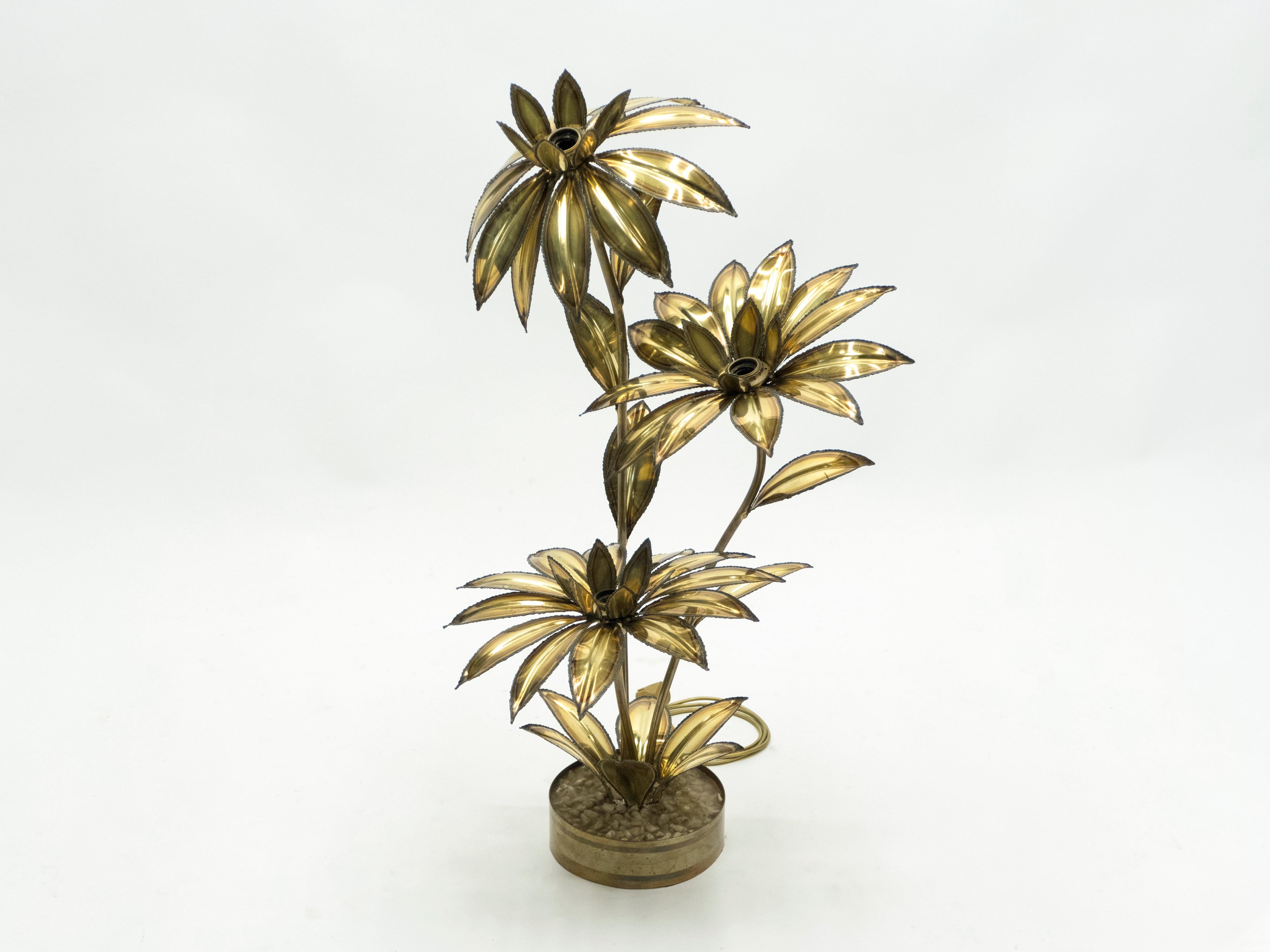 Maison Jansen Brass Flower Floor Lamp, 1970s In Good Condition In Paris, IDF