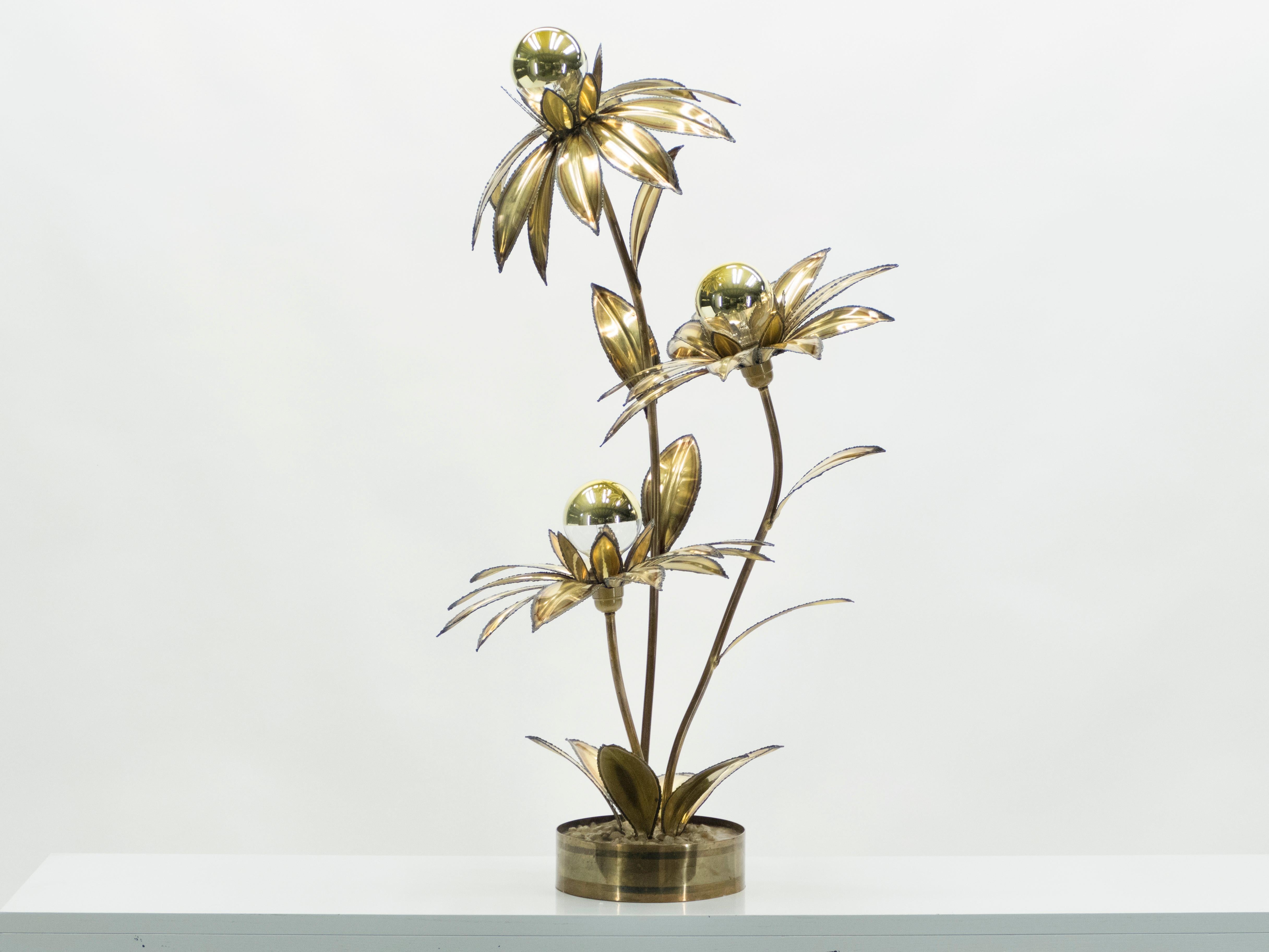 Maison Jansen Brass Flower Floor Lamp, 1970s 2