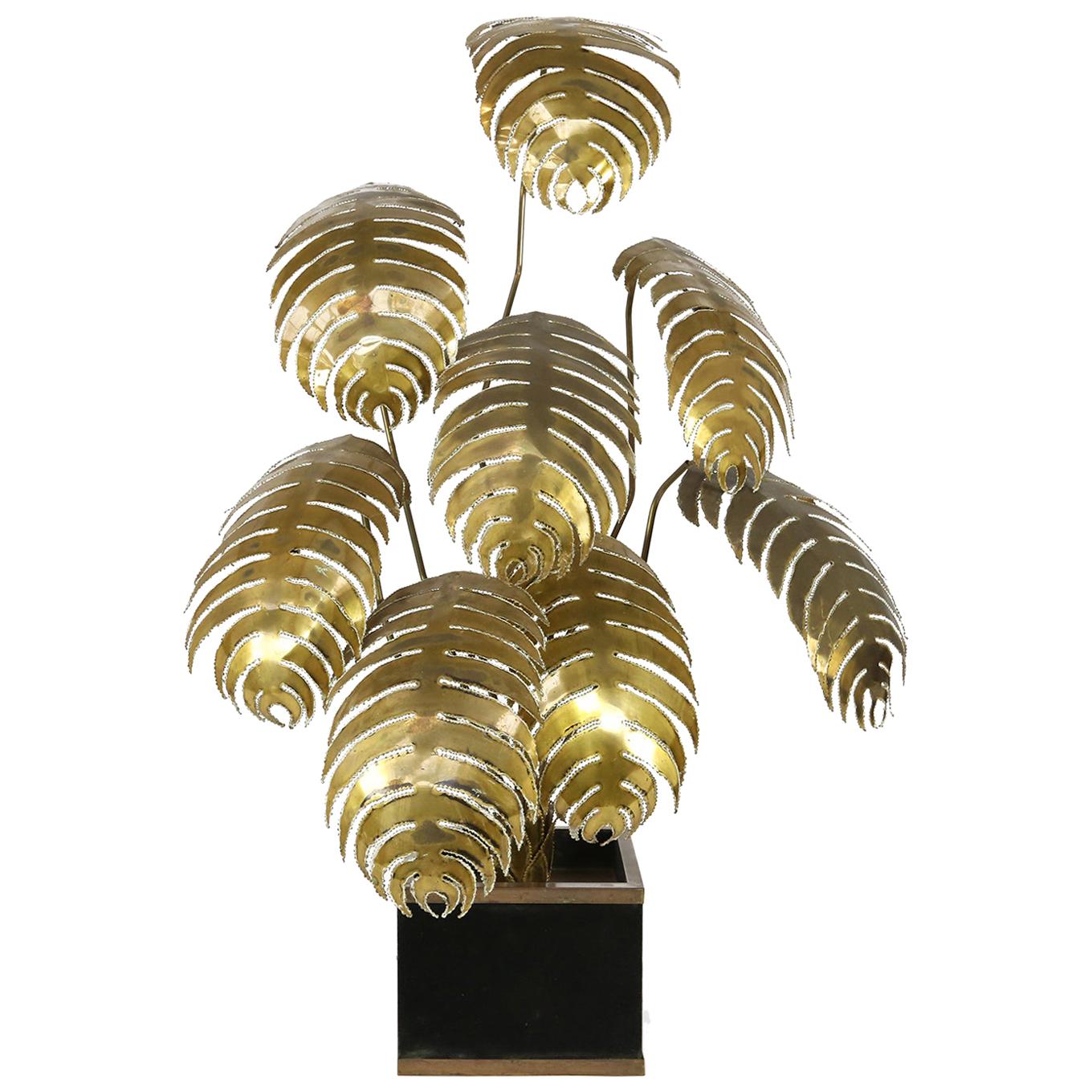 Maison Jansen Brass Flower Floor Lamp, France, 1970s