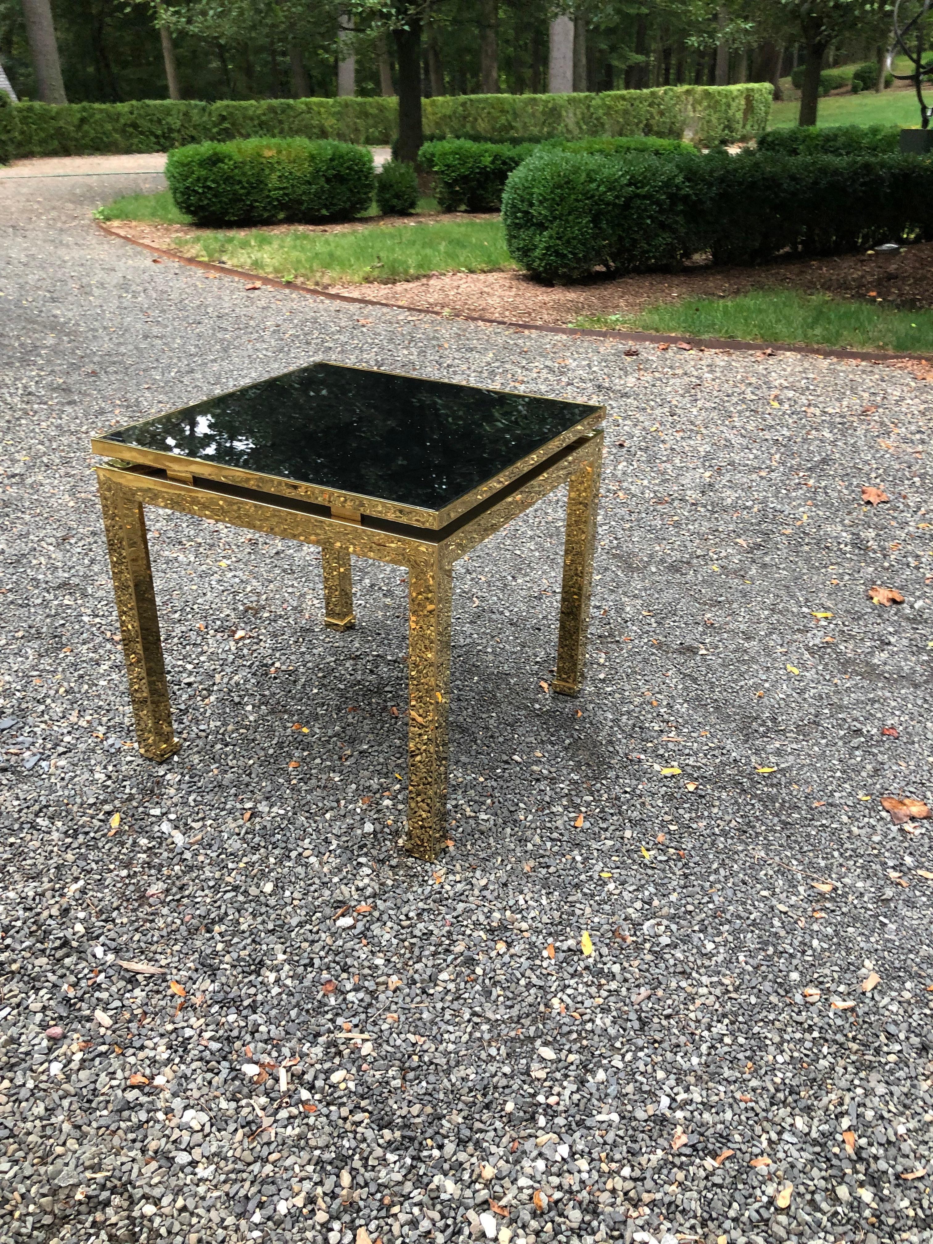 Late 20th Century Maison Jansen Brass and Glass MCM French Occasional Side Table
