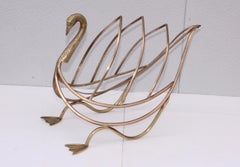 Brass Swan Form Magazine Holder attributed to Maison Jansen