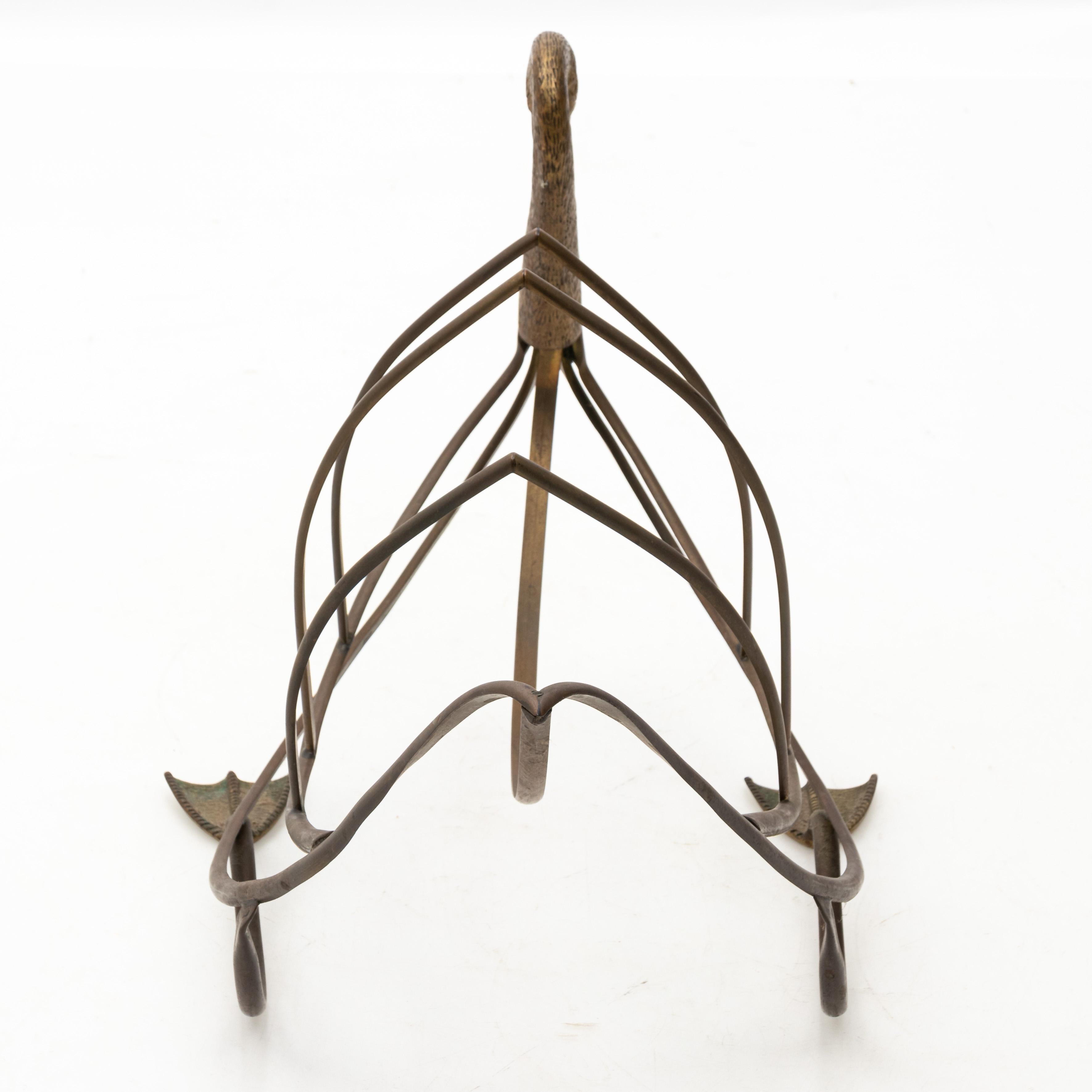 Mid-20th Century Maison Jansen Brass Magazine Rack For Sale