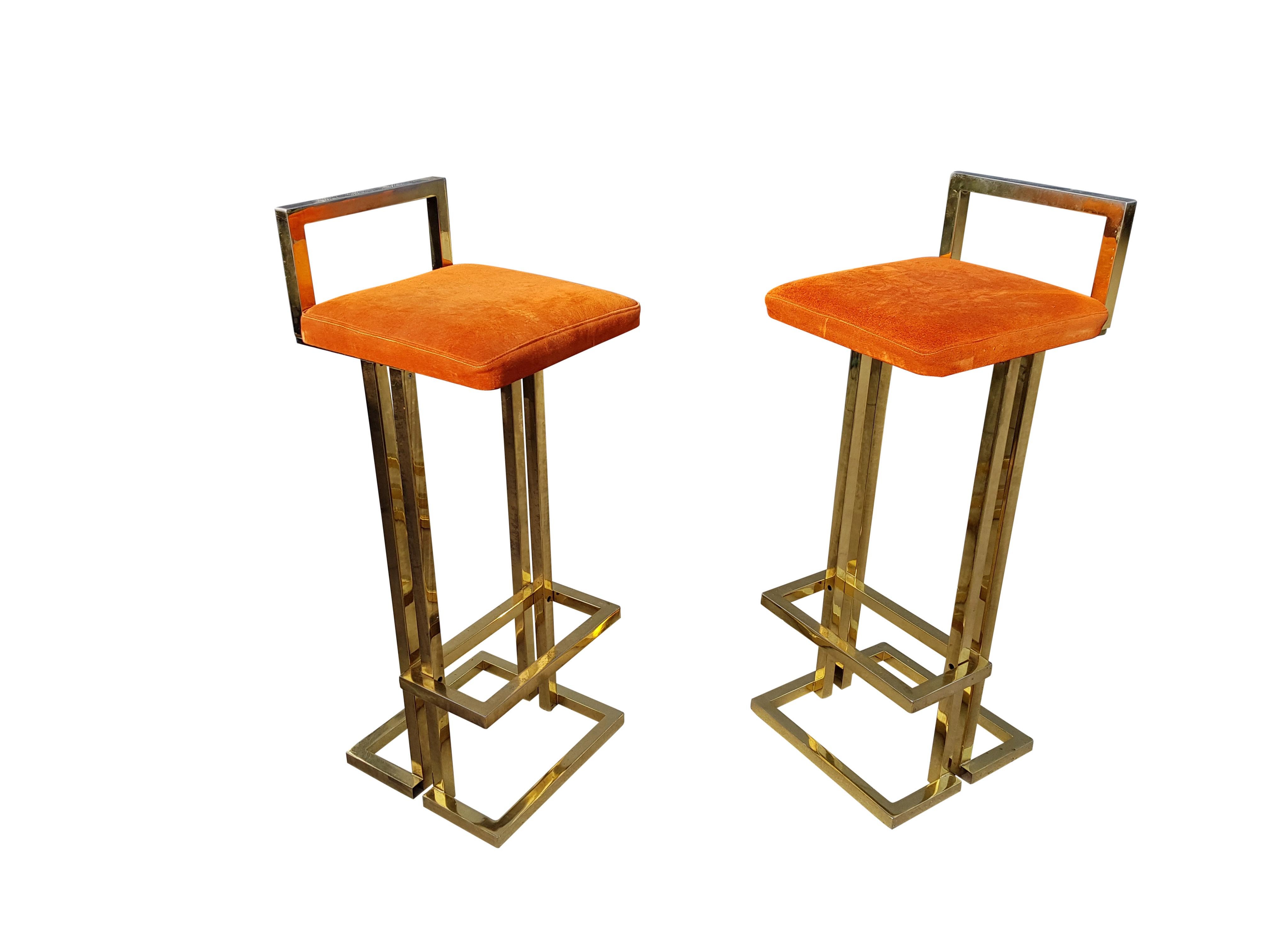 Hollywood Regency Brass Modular Bar with Barstools For Sale