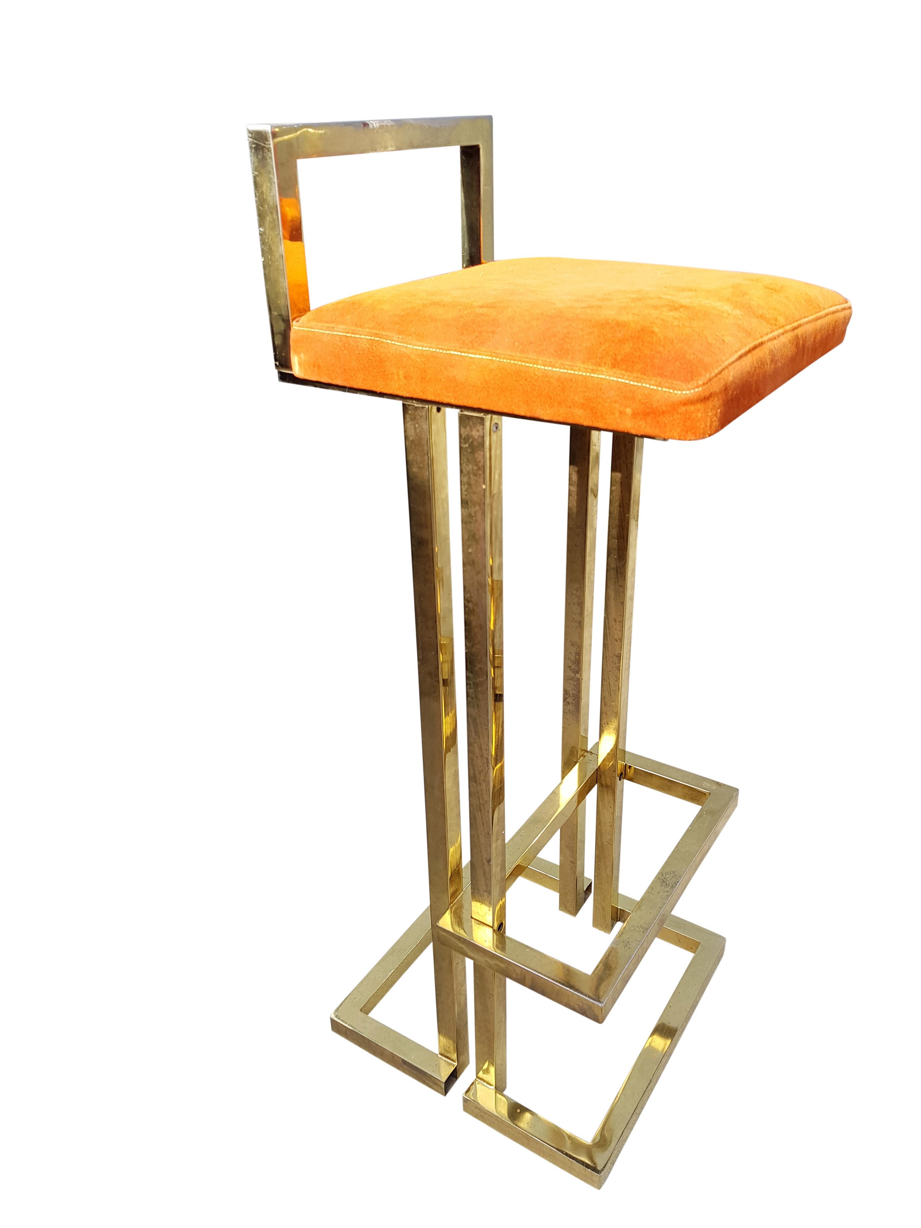 French Brass Modular Bar with Barstools For Sale
