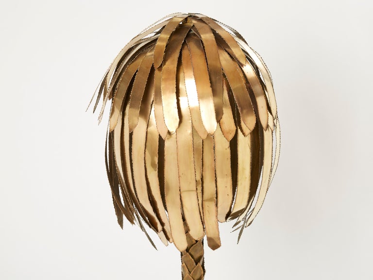 French Maison Jansen Brass Palm Tree Floor Lamp, 1970s