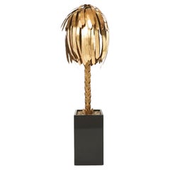 Maison Jansen Brass Palm Tree Floor Lamp, 1970s