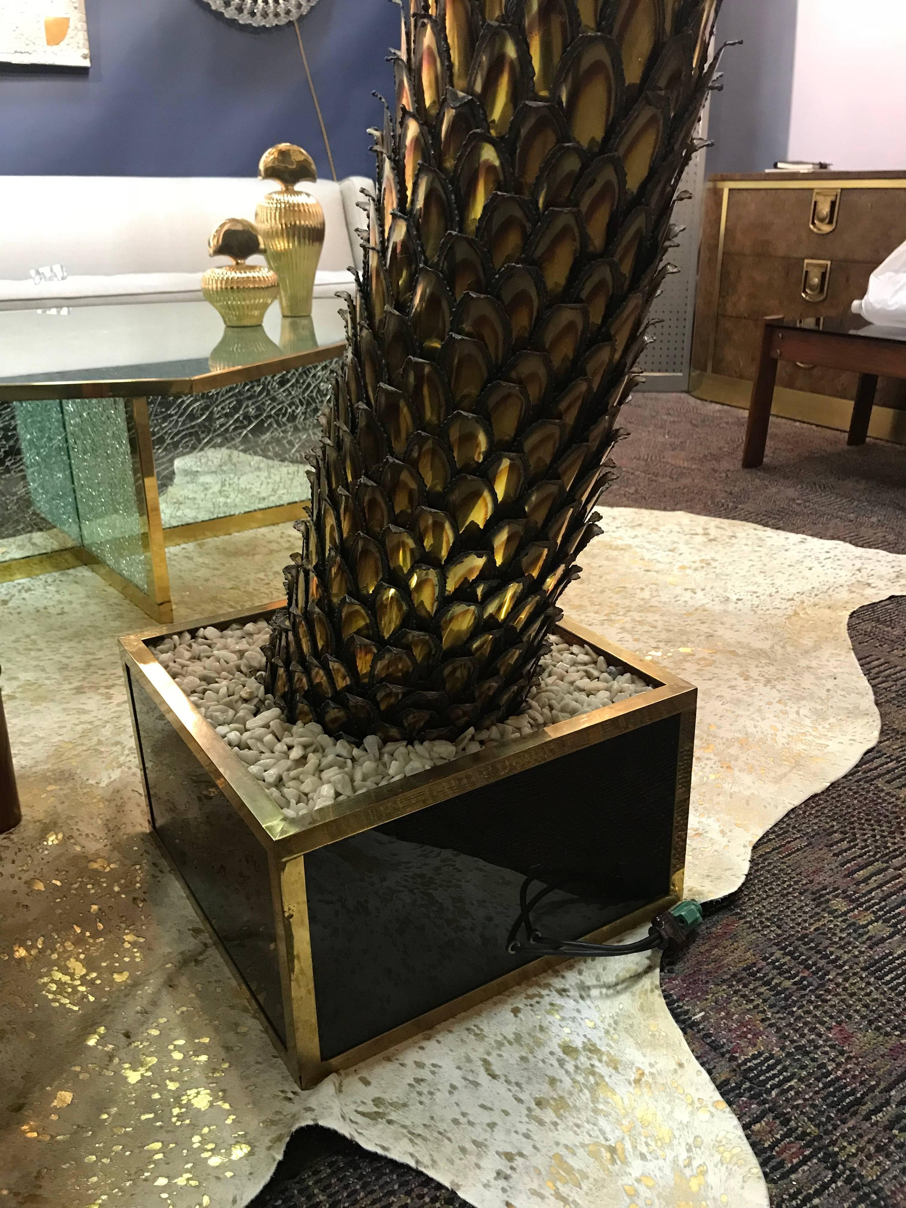 Late 20th Century Maison Jansen Brass Palm Tree Floor Lamp