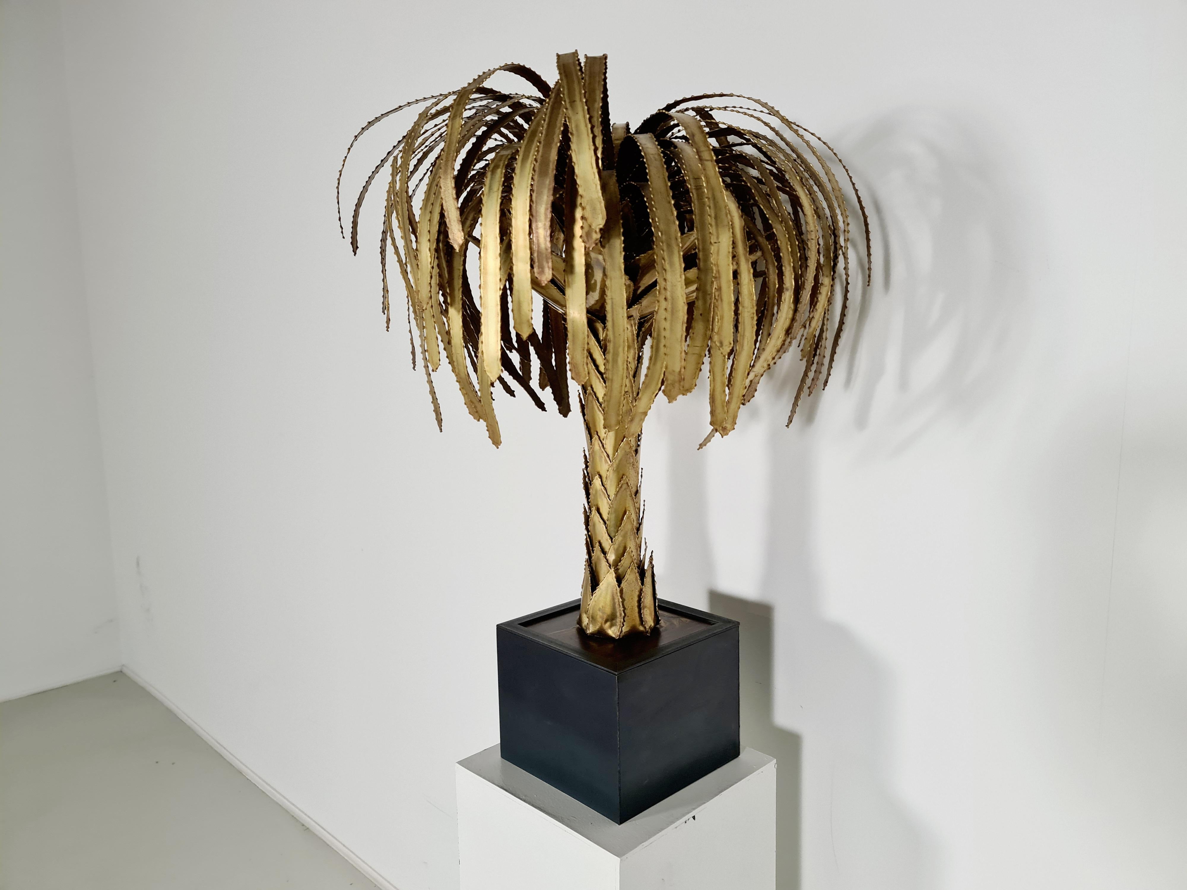 European Maison Jansen Brass Palm Tree Lamp, 1960s