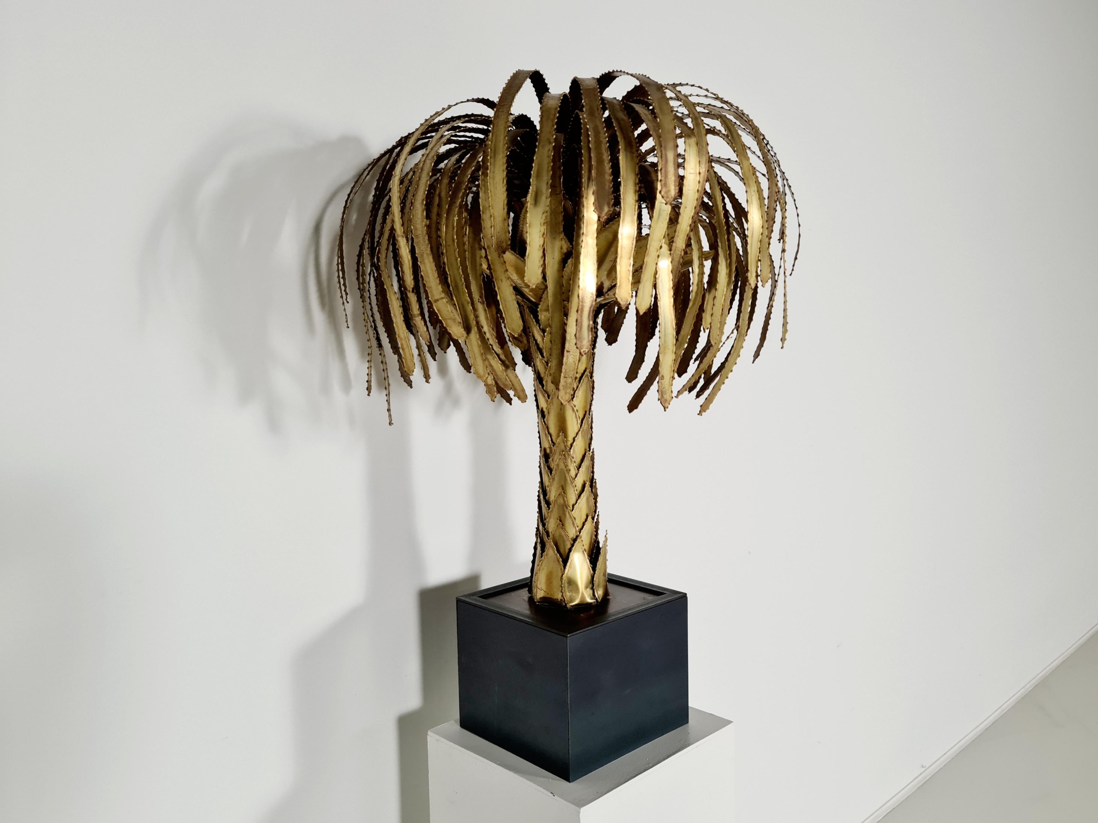 Maison Jansen Brass Palm Tree Lamp, 1960s In Good Condition In amstelveen, NL