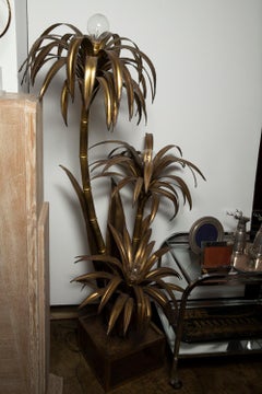 Maison Jansen Brass "Palm Tree" Sculptural Lamp