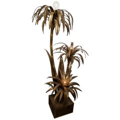 Maison Jansen Brass "Palm Tree" Sculptural Lamp