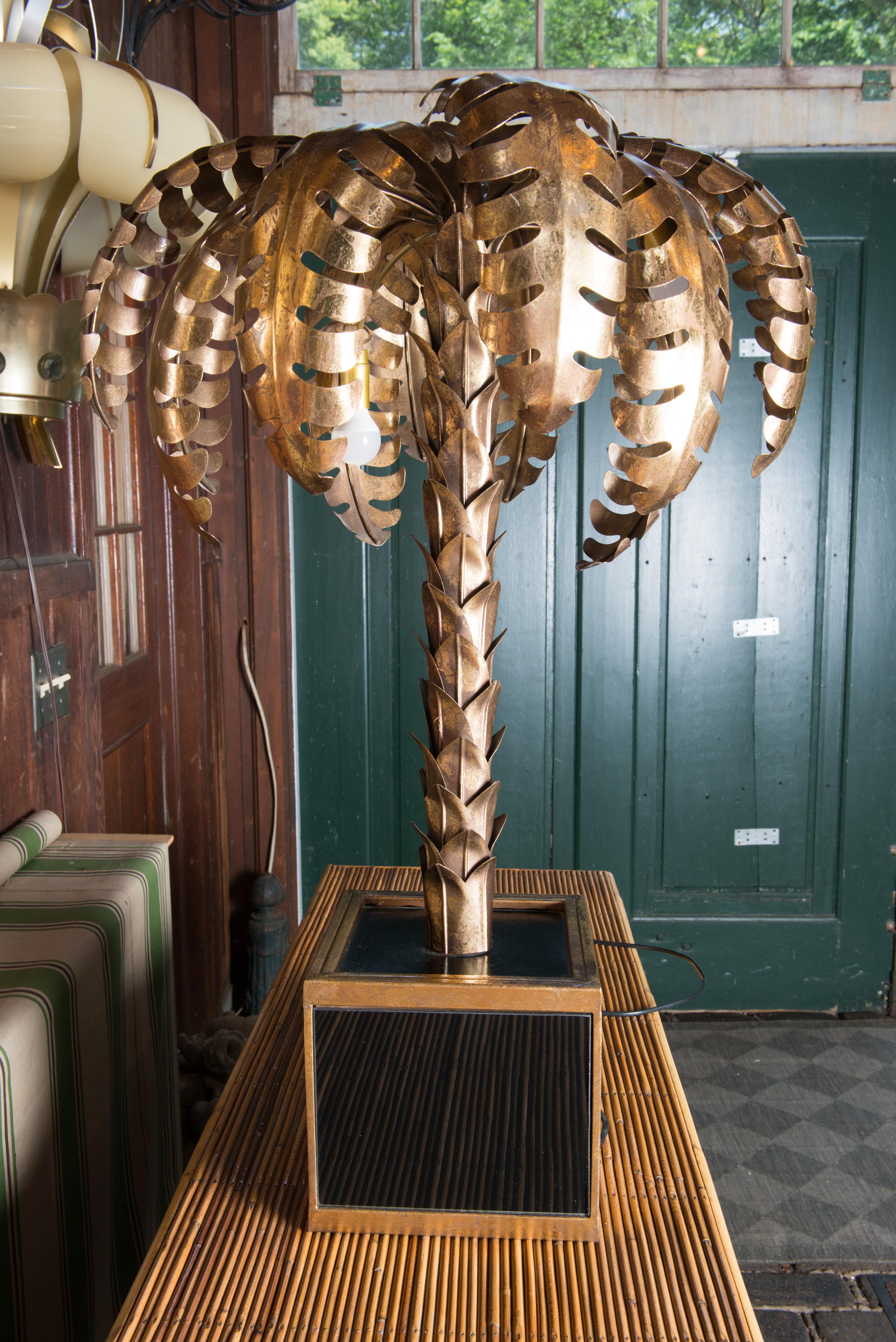 Maison Jansen Brass Palm Tree Table Lamp For Sale 4