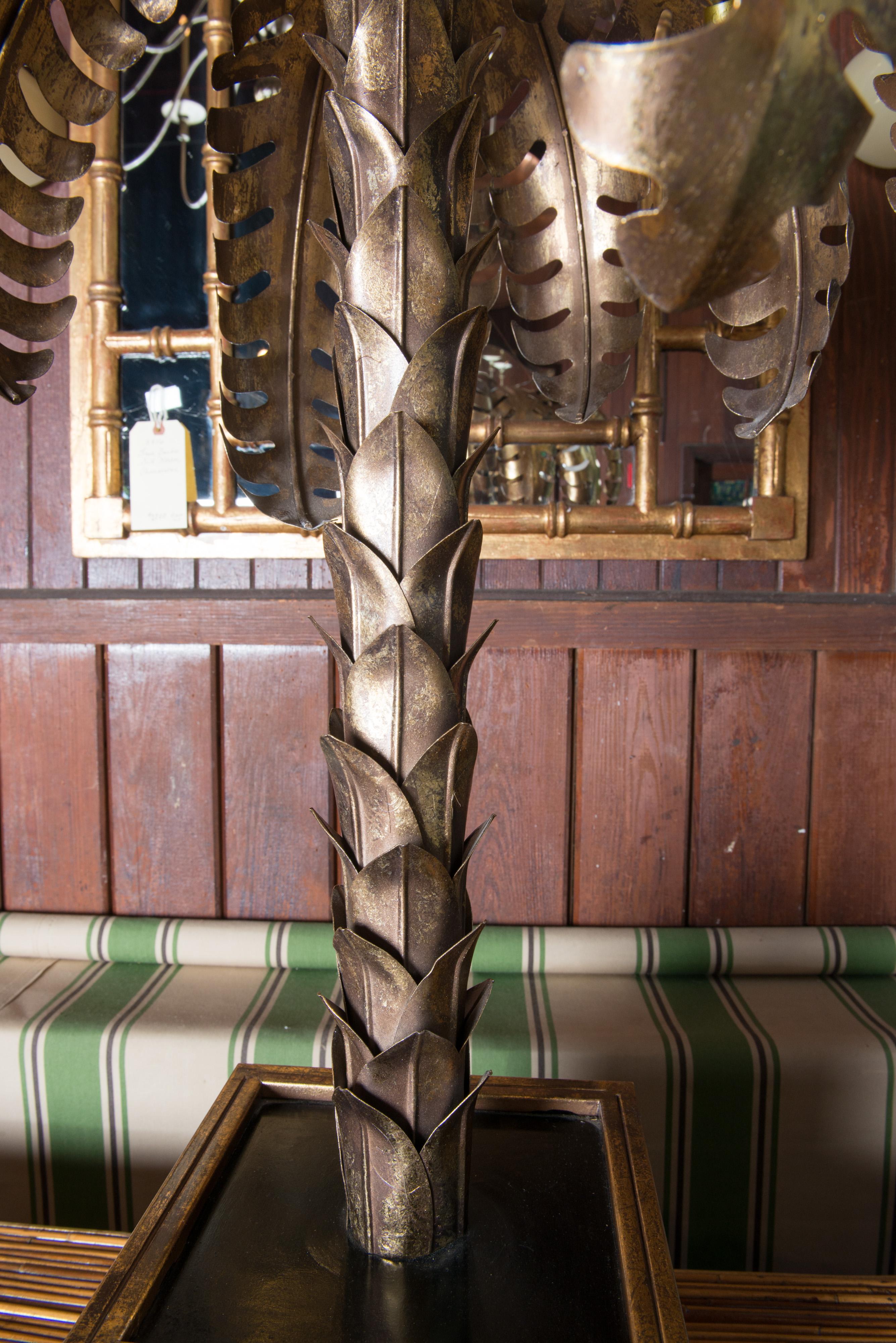 Maison Jansen Brass Palm Tree Table Lamp In Good Condition For Sale In Stamford, CT