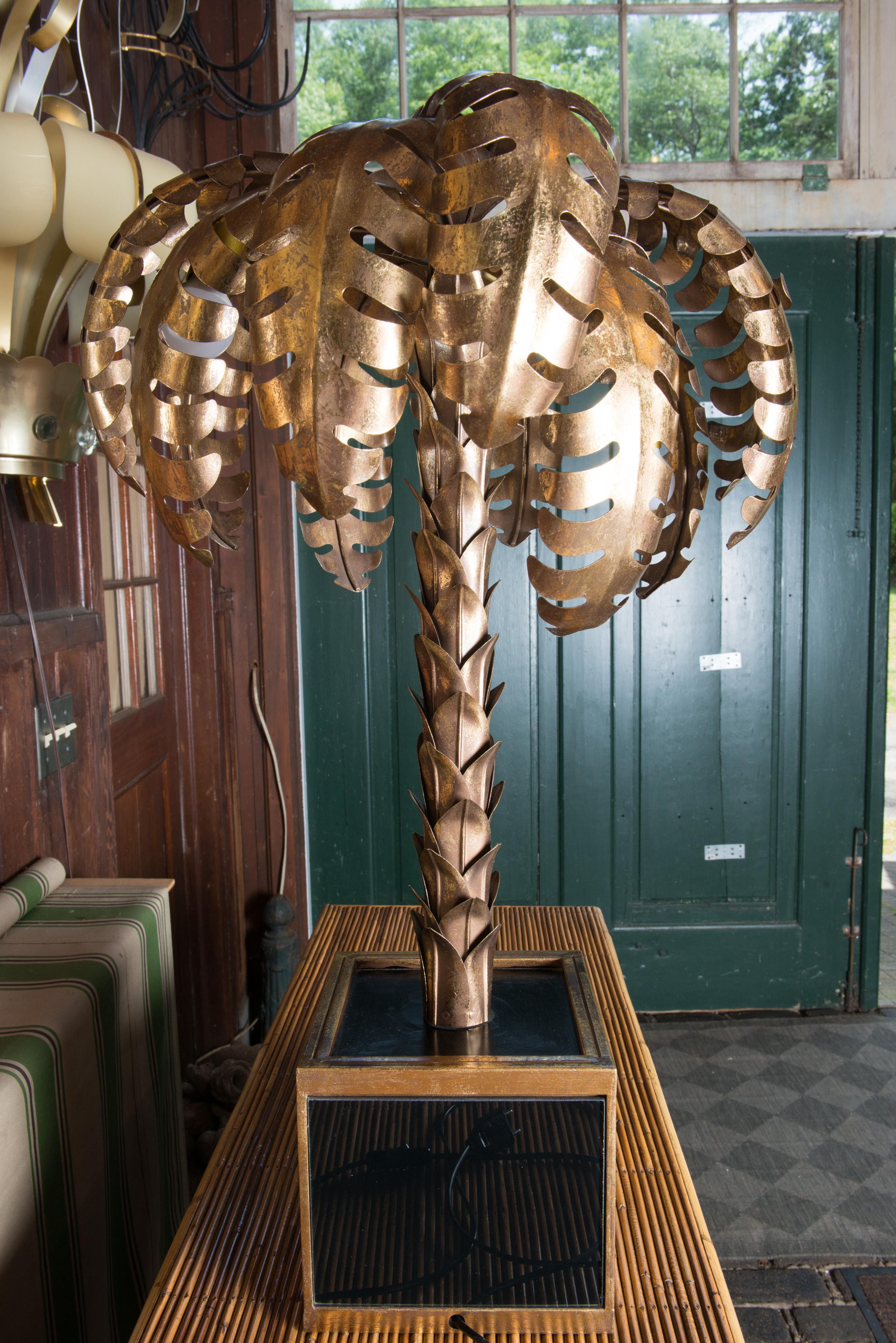 Maison Jansen Brass Palm Tree Table Lamp For Sale 3
