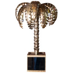 Lampe de bureau palmier en laiton de la Maison Jansen, dans le style