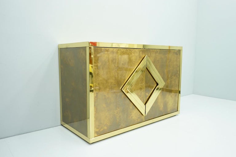 French Maison Jansen Brass Sideboard Credenza, France, 1970s For Sale