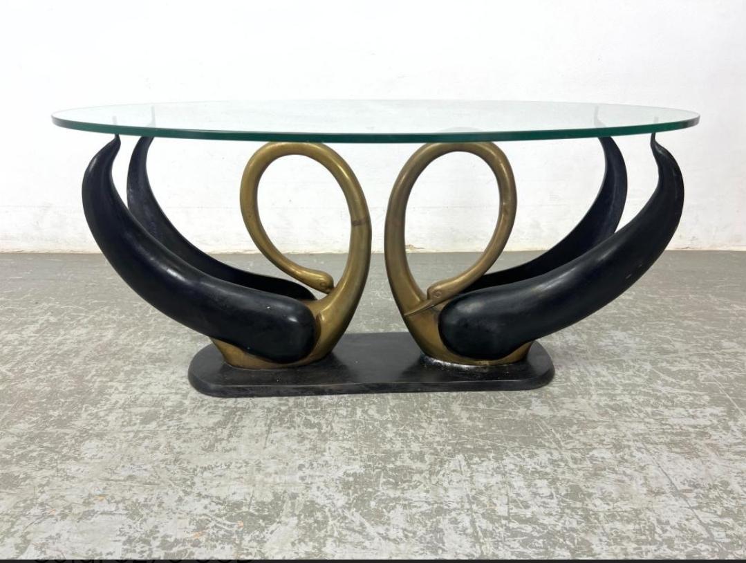 Laiton Maison Jansen - Table Cocktail Swan en laiton en vente