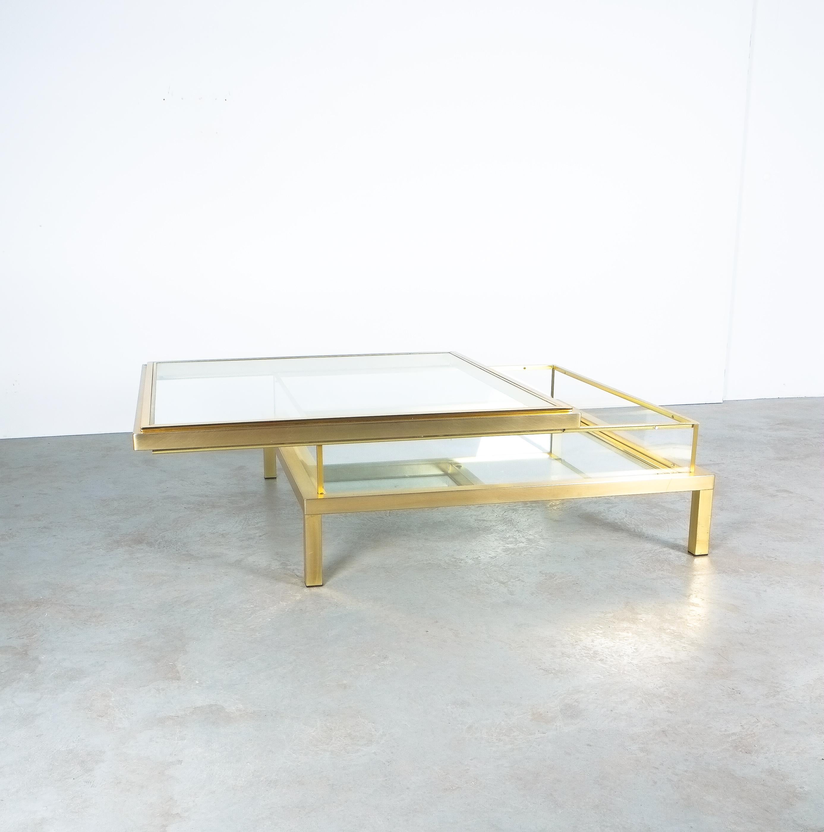 Mid-Century Modern Maison Jansen Attr. Brass Vitrine Coffee Table Large, 1970 For Sale