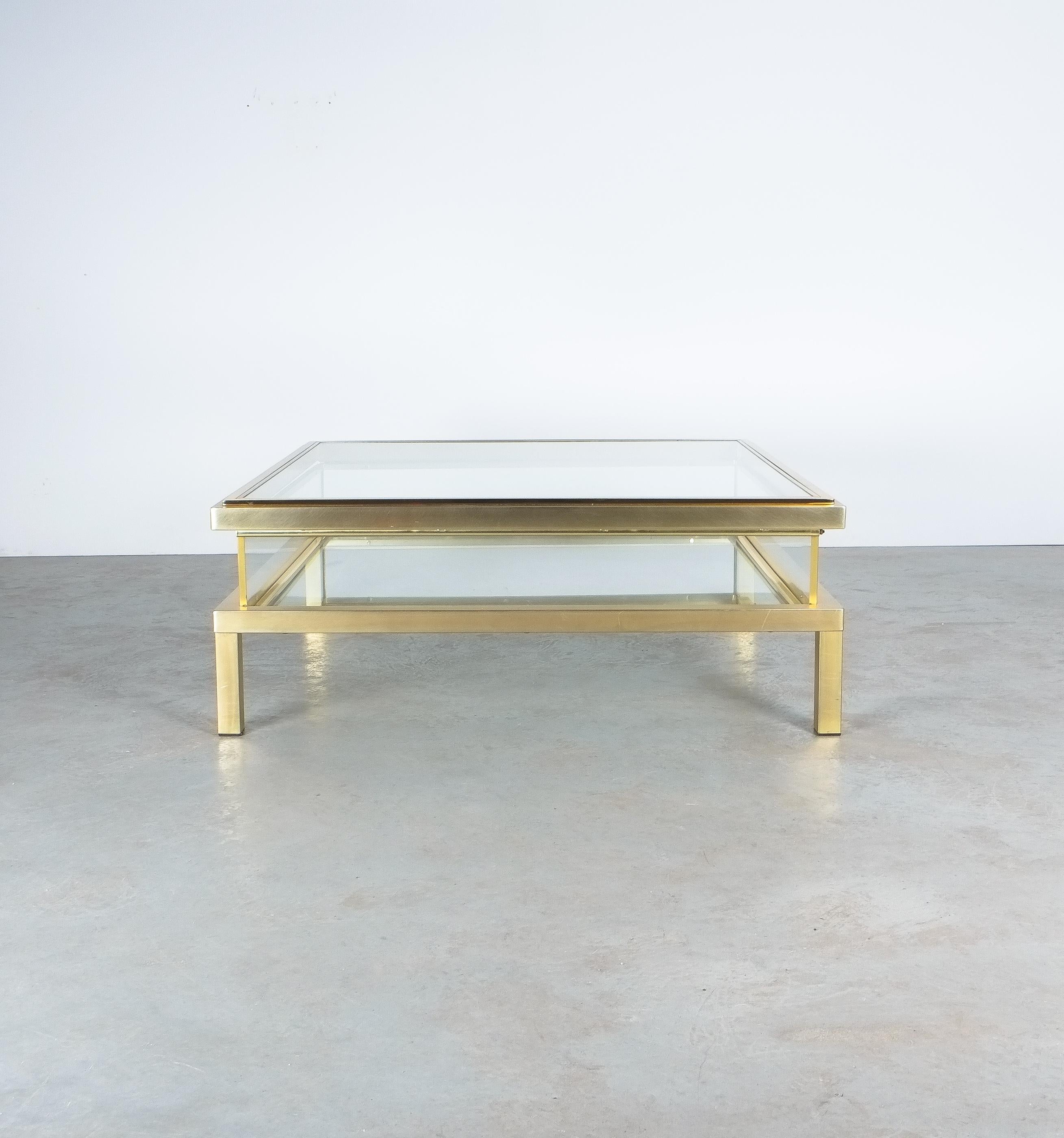 French Maison Jansen Attr. Brass Vitrine Coffee Table Large, 1970 For Sale
