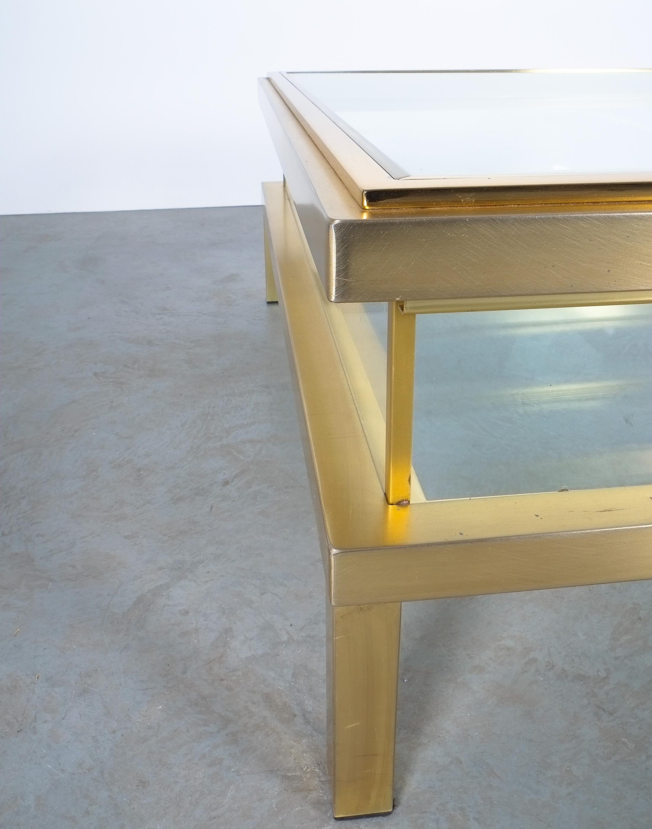 Maison Jansen Attr. Brass Vitrine Coffee Table Large, 1970 In Good Condition For Sale In Vienna, AT