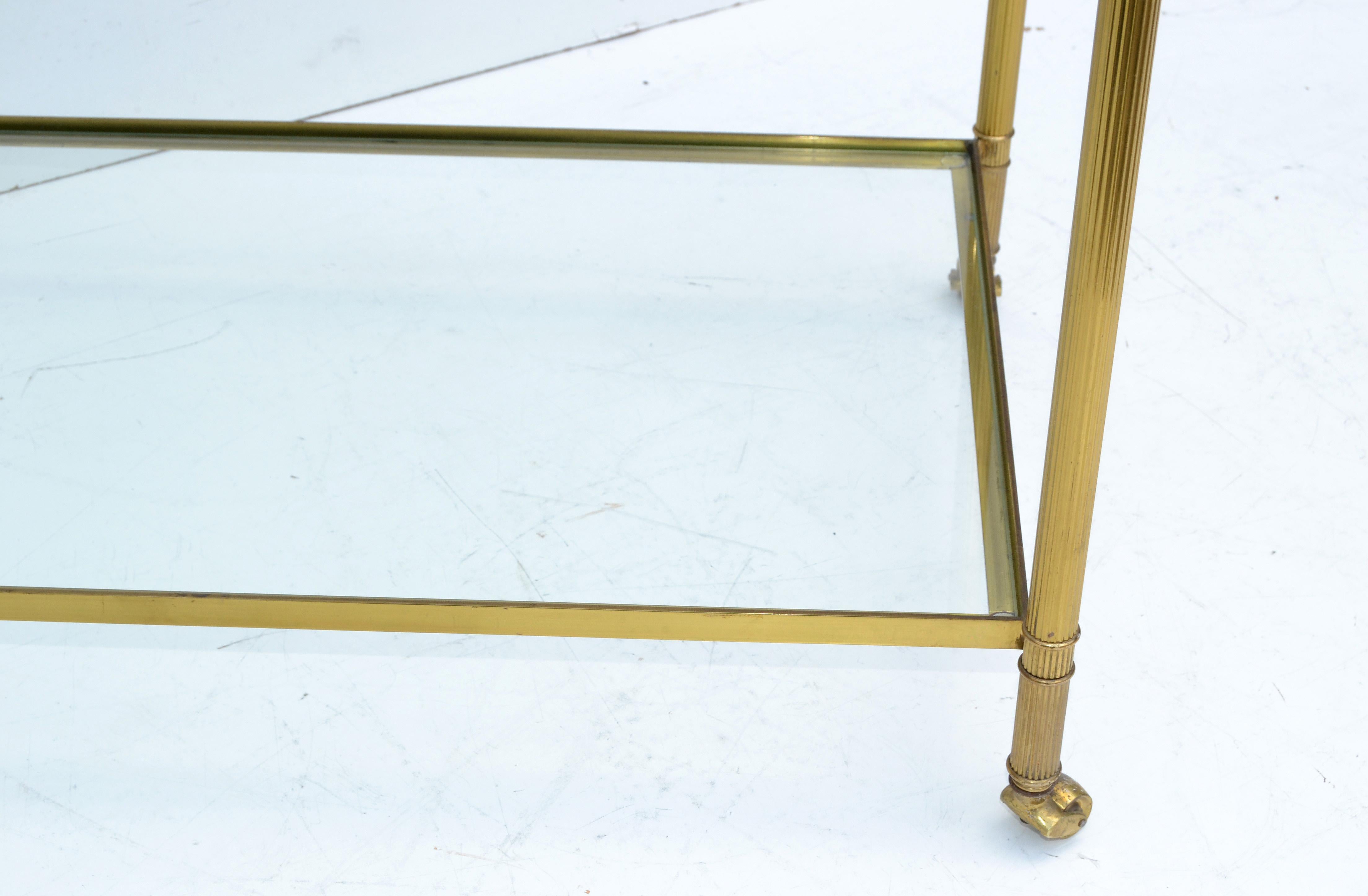 Maison Jansen Bronze 2-Tier Neoclassical Side Table, Serving Cart Casters France 4
