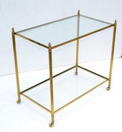 Maison Jansen Bronze 2-Tier Neoclassical Side Table, Serving Cart Casters France