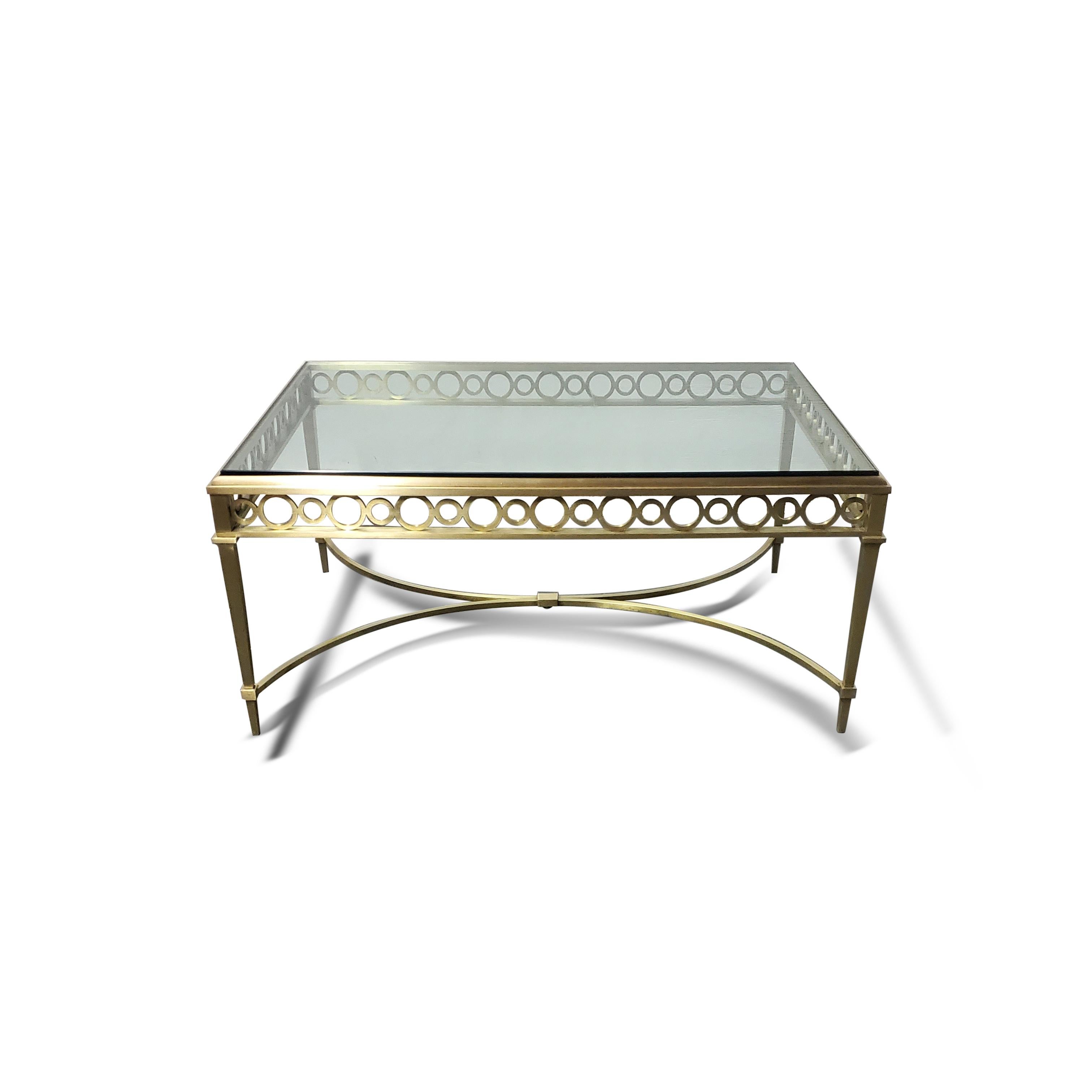 Maison Jansen bronze and glass coffee table.