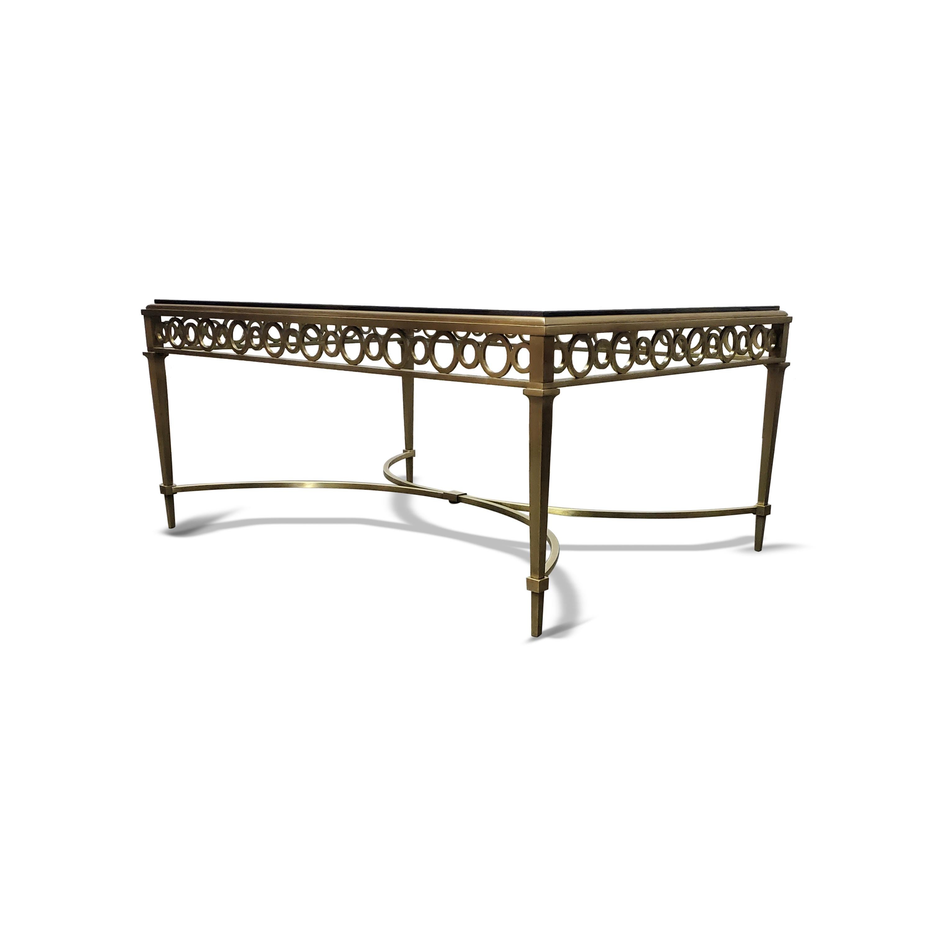 Mid-Century Modern Maison Jansen Bronze and Glass Coffee Table For Sale