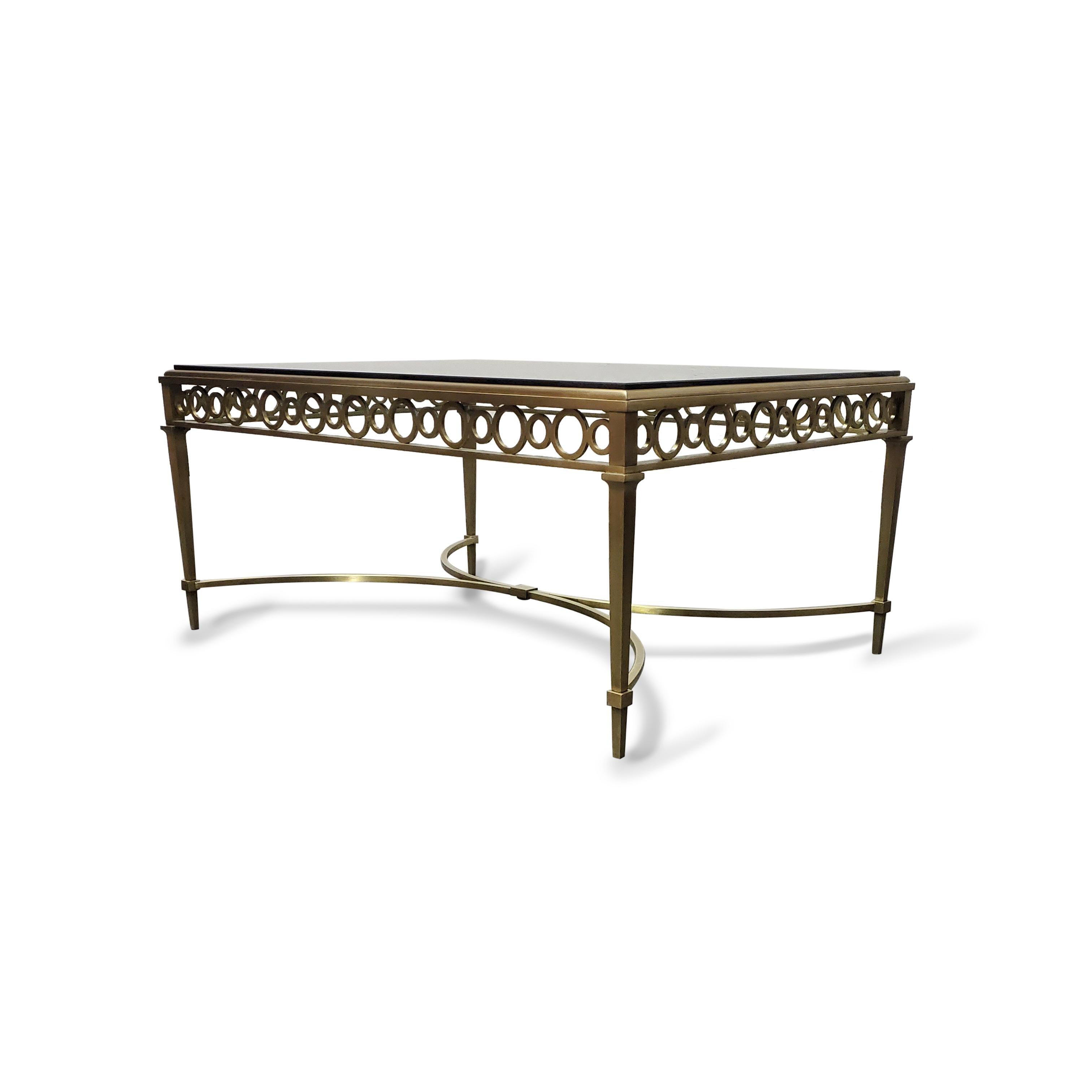 French Maison Jansen Bronze and Glass Coffee Table For Sale