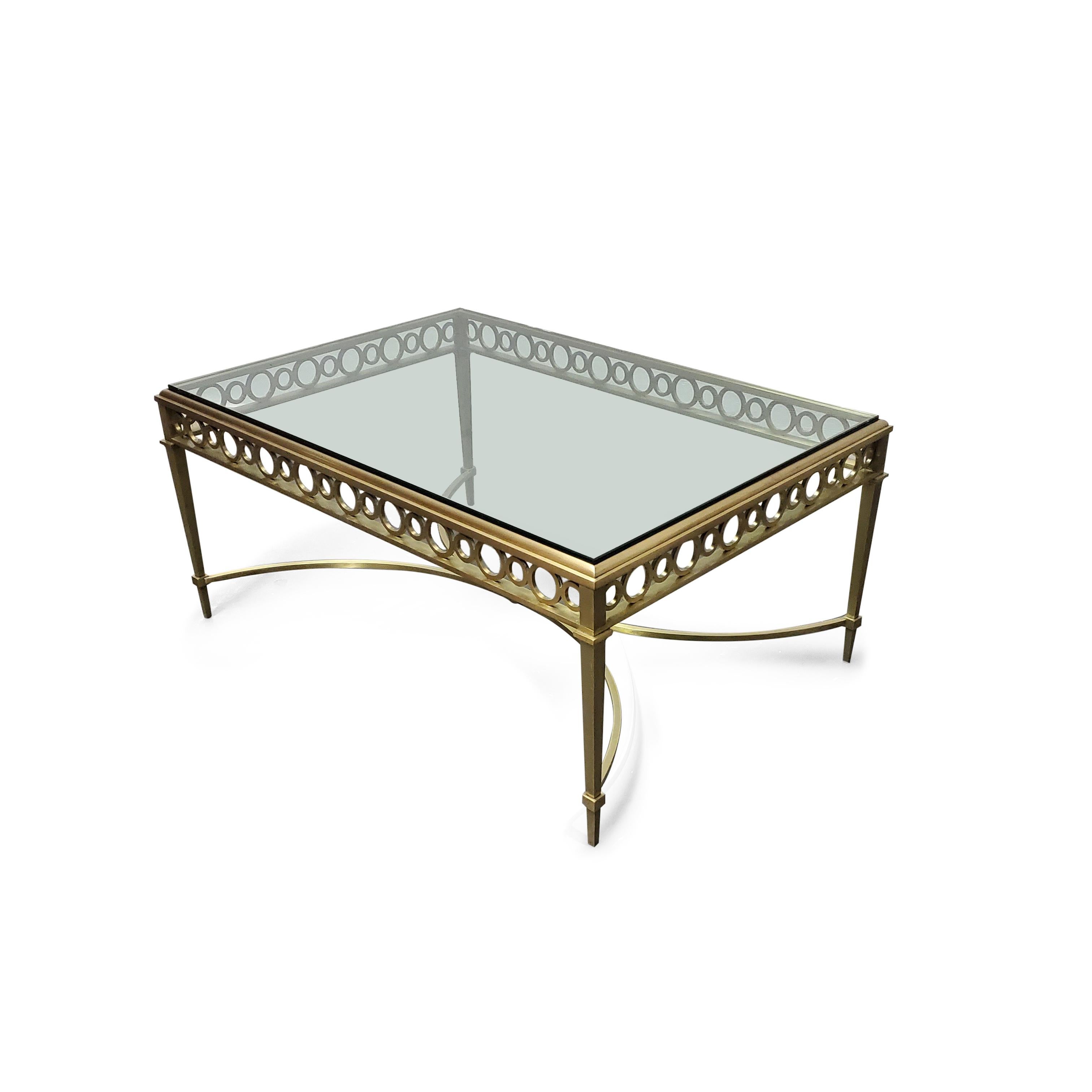 Maison Jansen Bronze and Glass Coffee Table In Good Condition For Sale In Middlesex, NJ