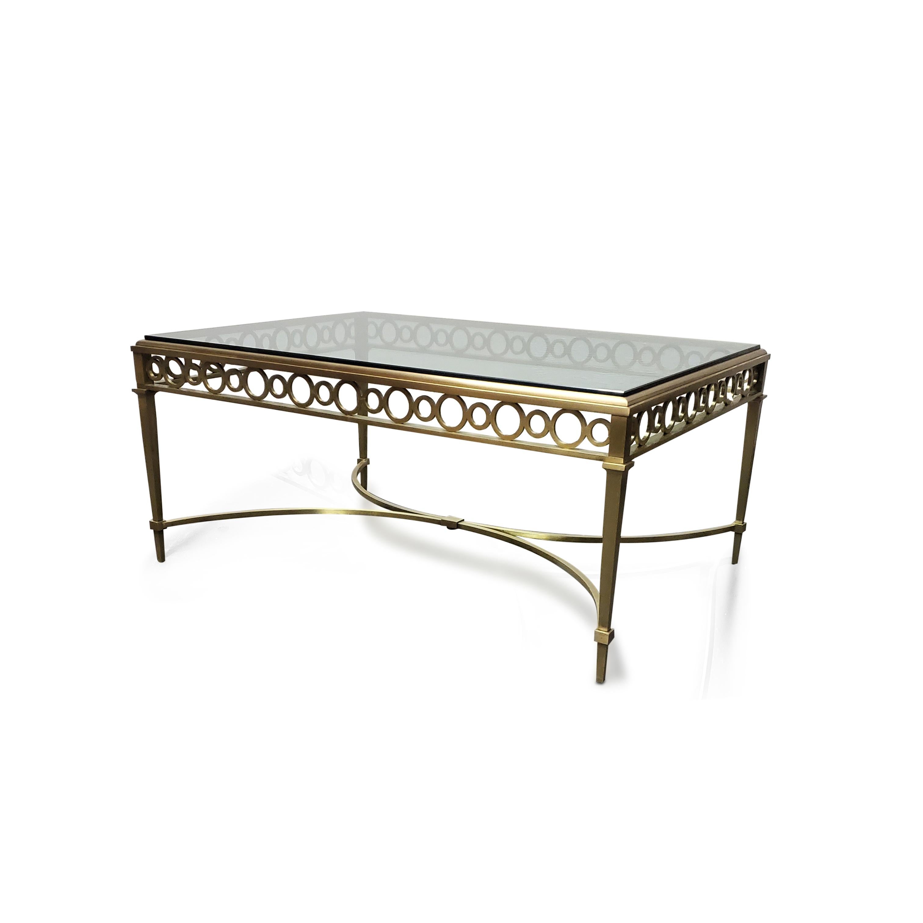 20th Century Maison Jansen Bronze and Glass Coffee Table For Sale