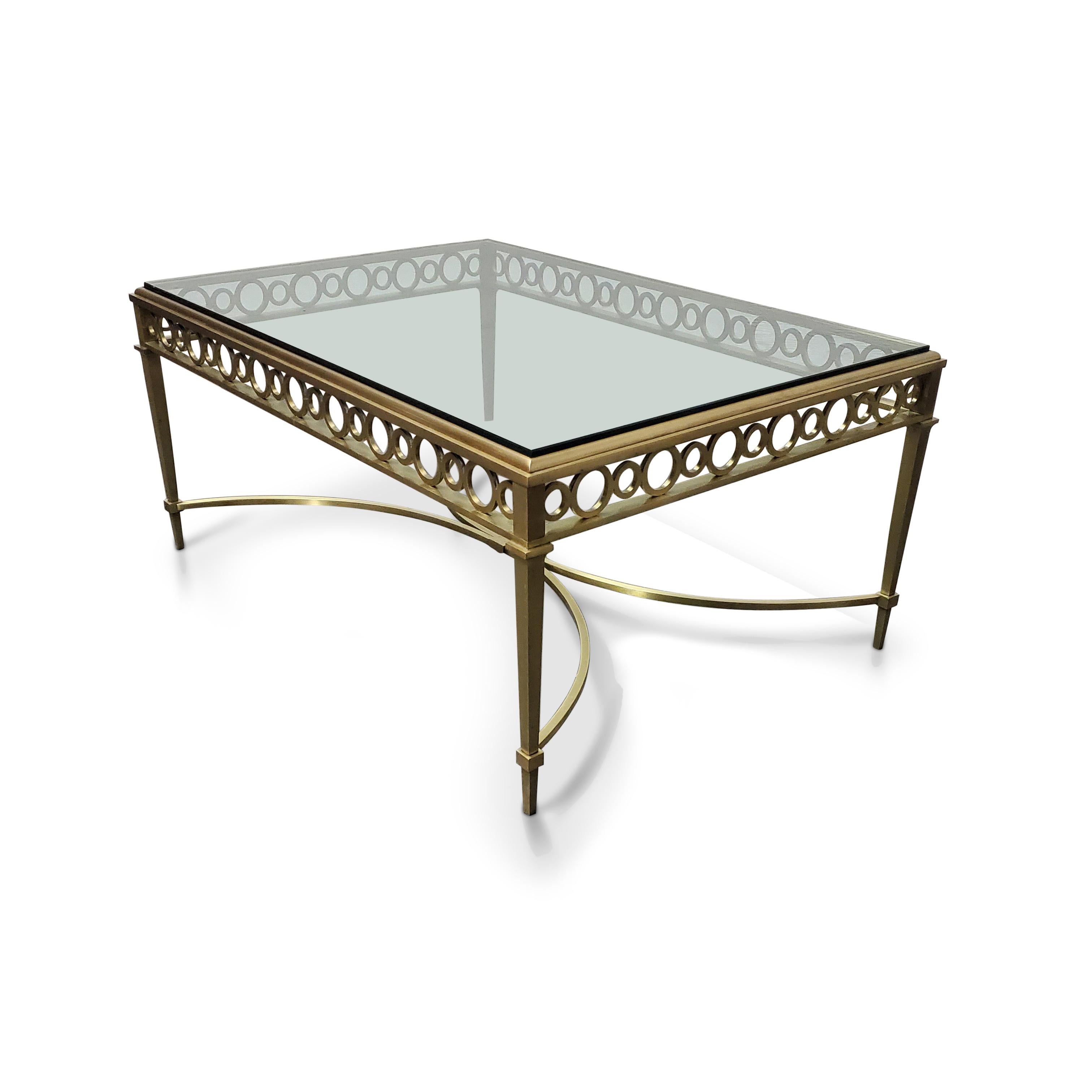 Maison Jansen Bronze and Glass Coffee Table For Sale 1