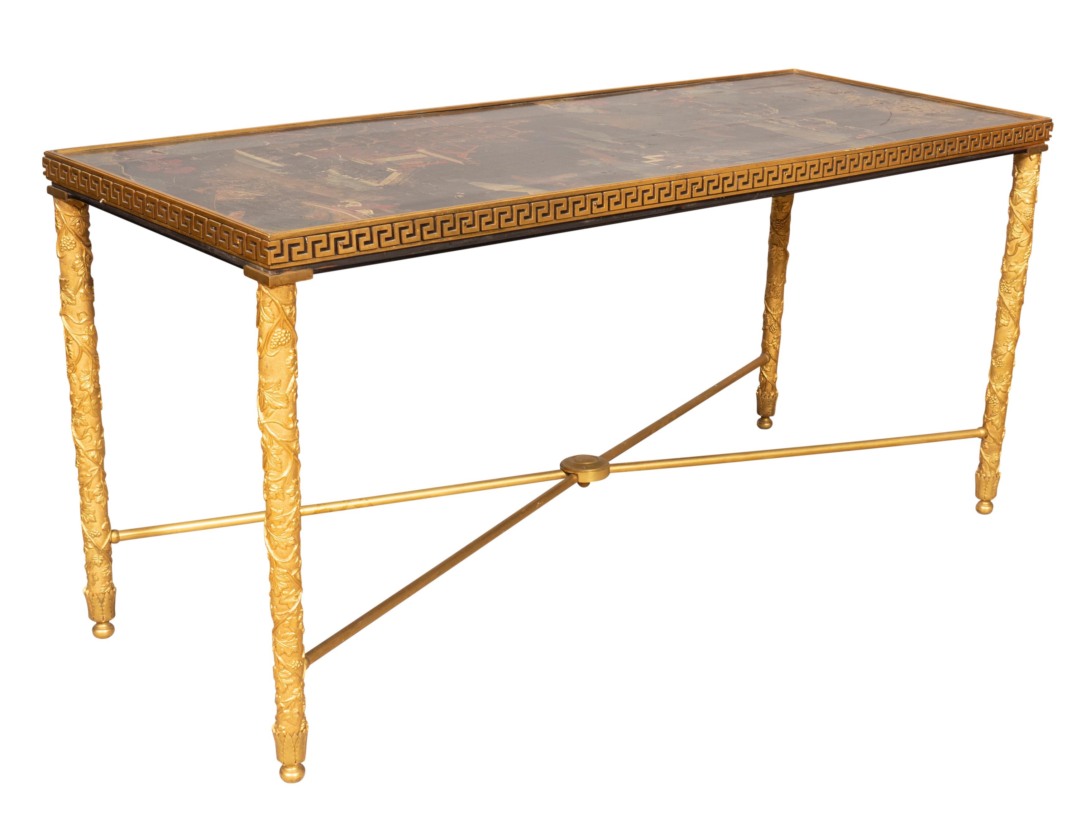 Maison Jansen Bronze and Lacquer Coffee Table In Good Condition In Essex, MA